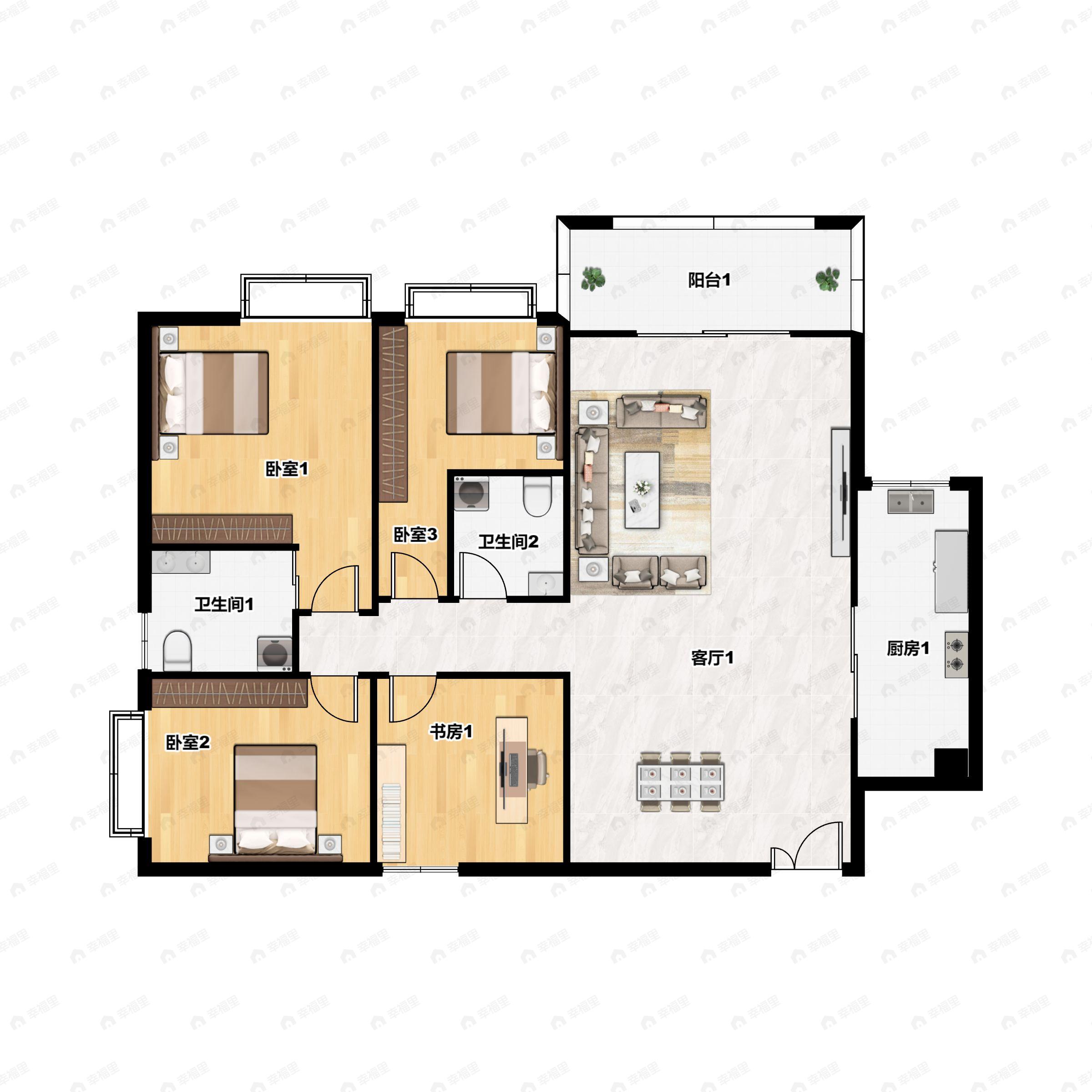 4室2厅2卫建面133平东南户型图