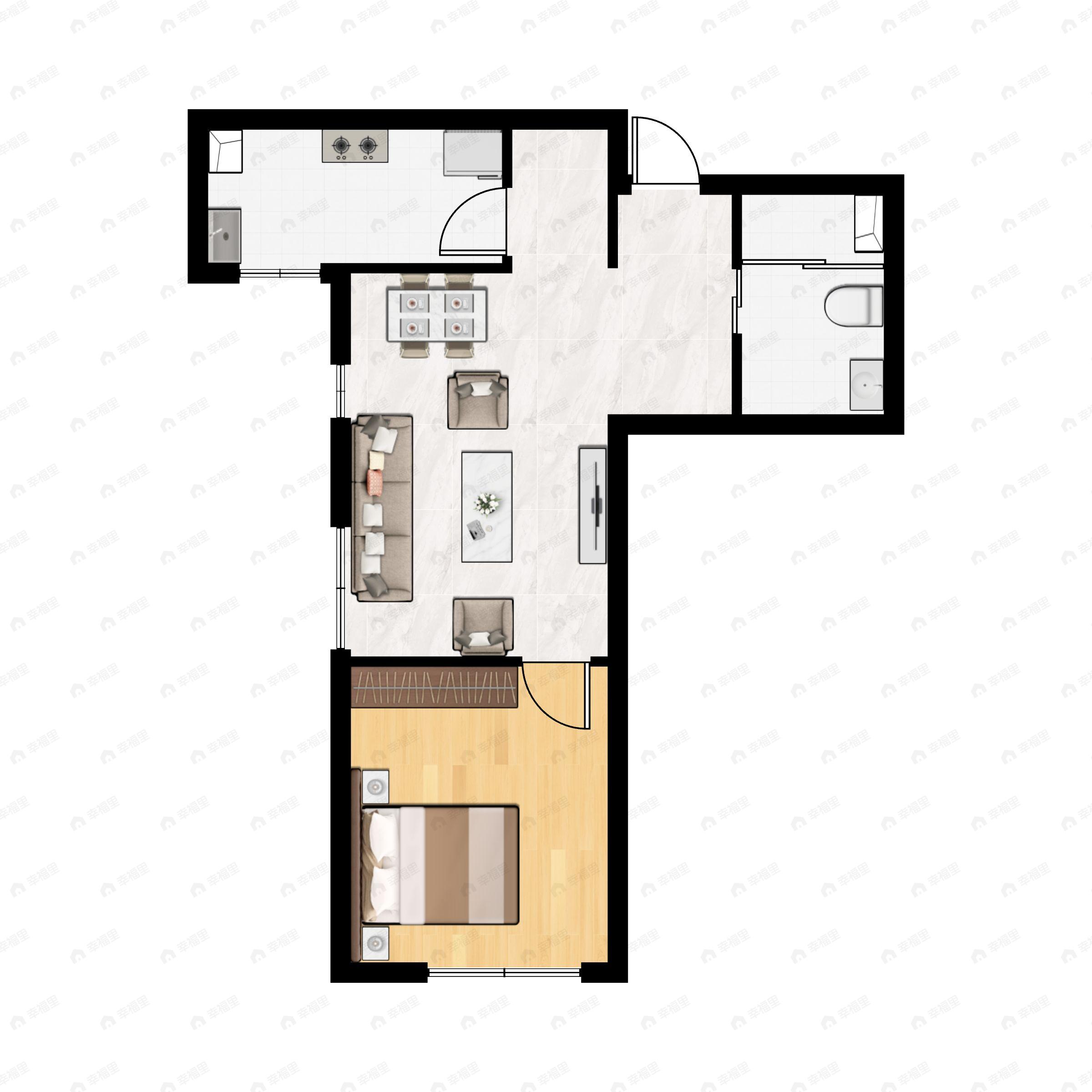 秦基澜城一期1室2厅1卫户型图
