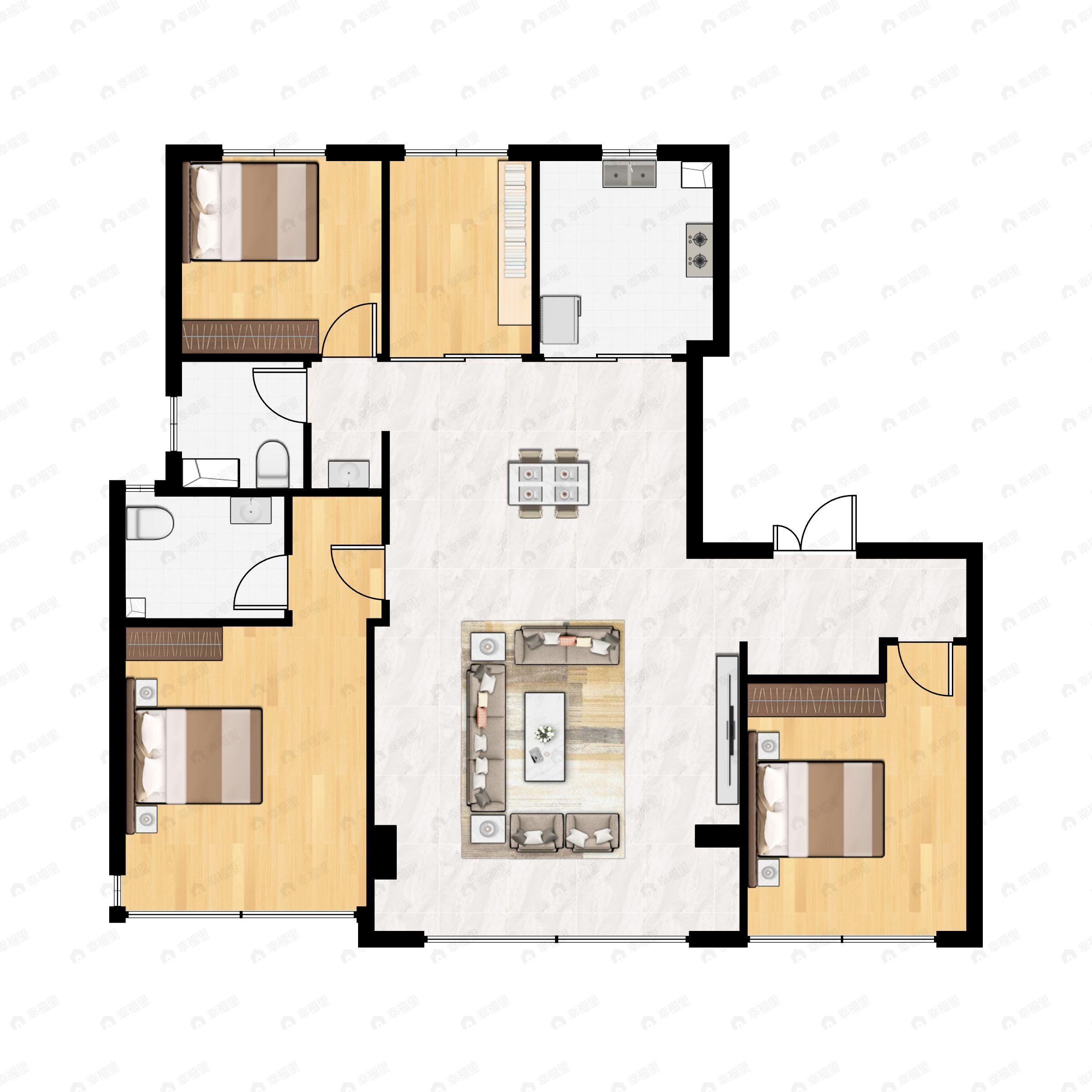 4室2厅2卫建面143平户型图