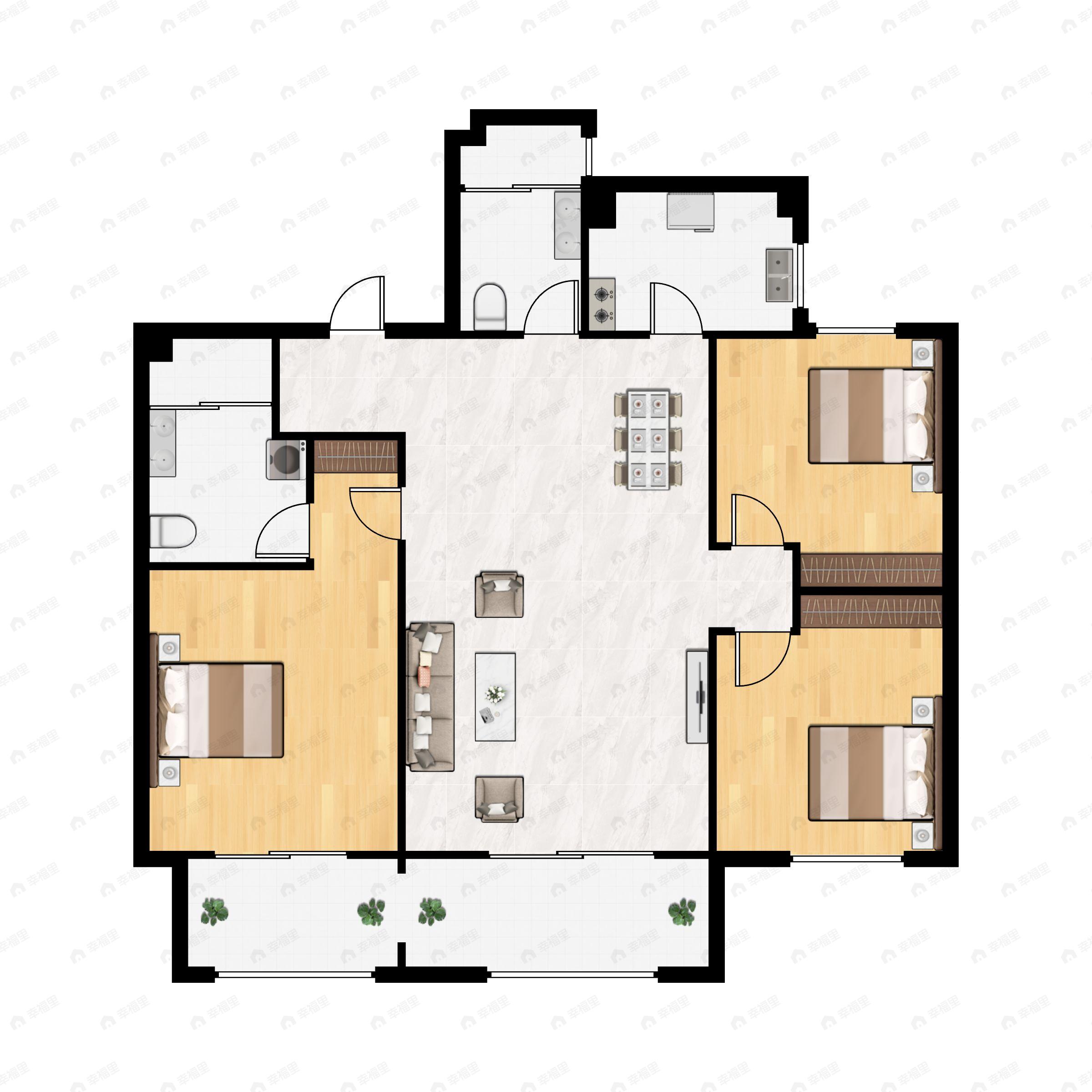 盛澳金尊府3室2厅2卫户型图