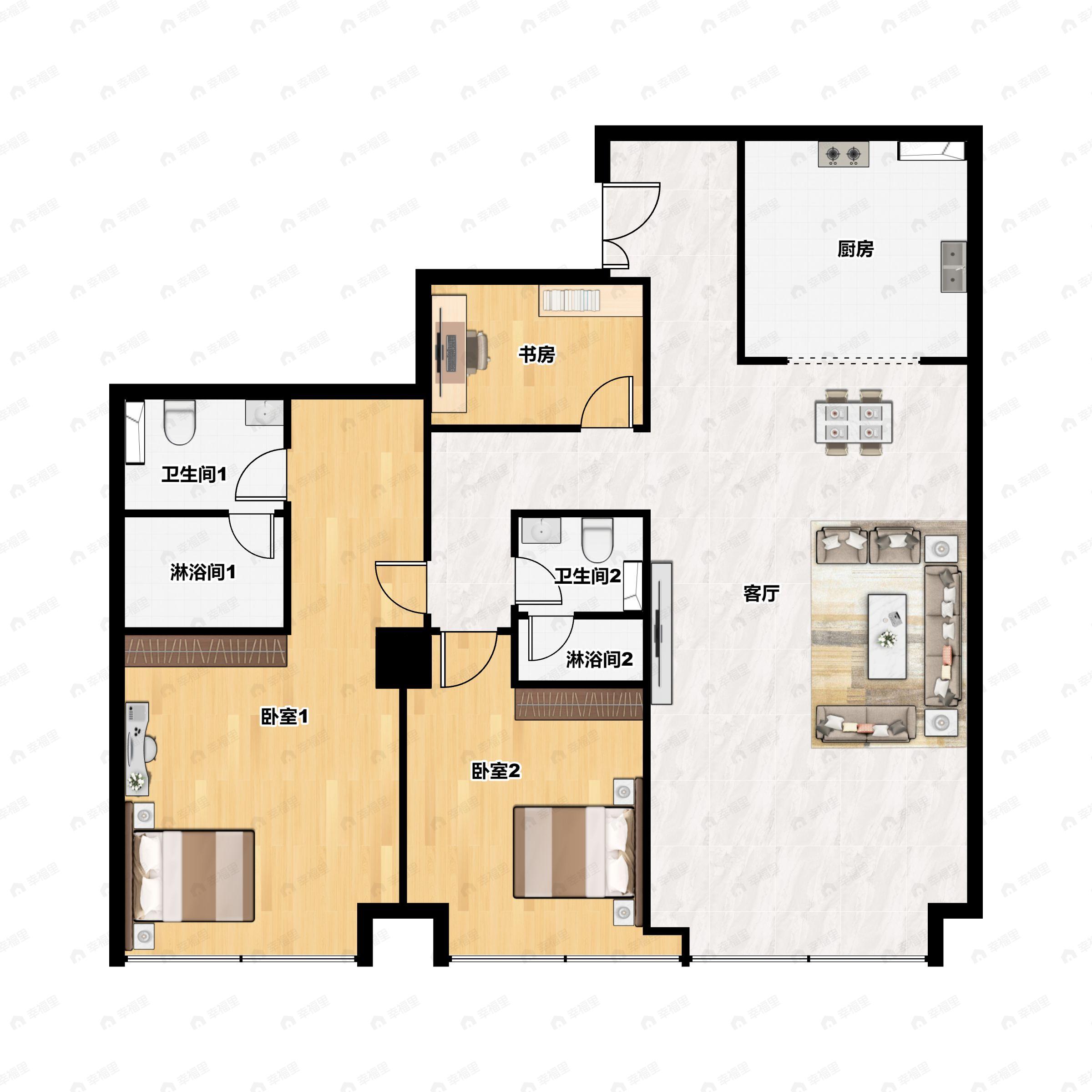 长安太和3室1厅2卫户型图