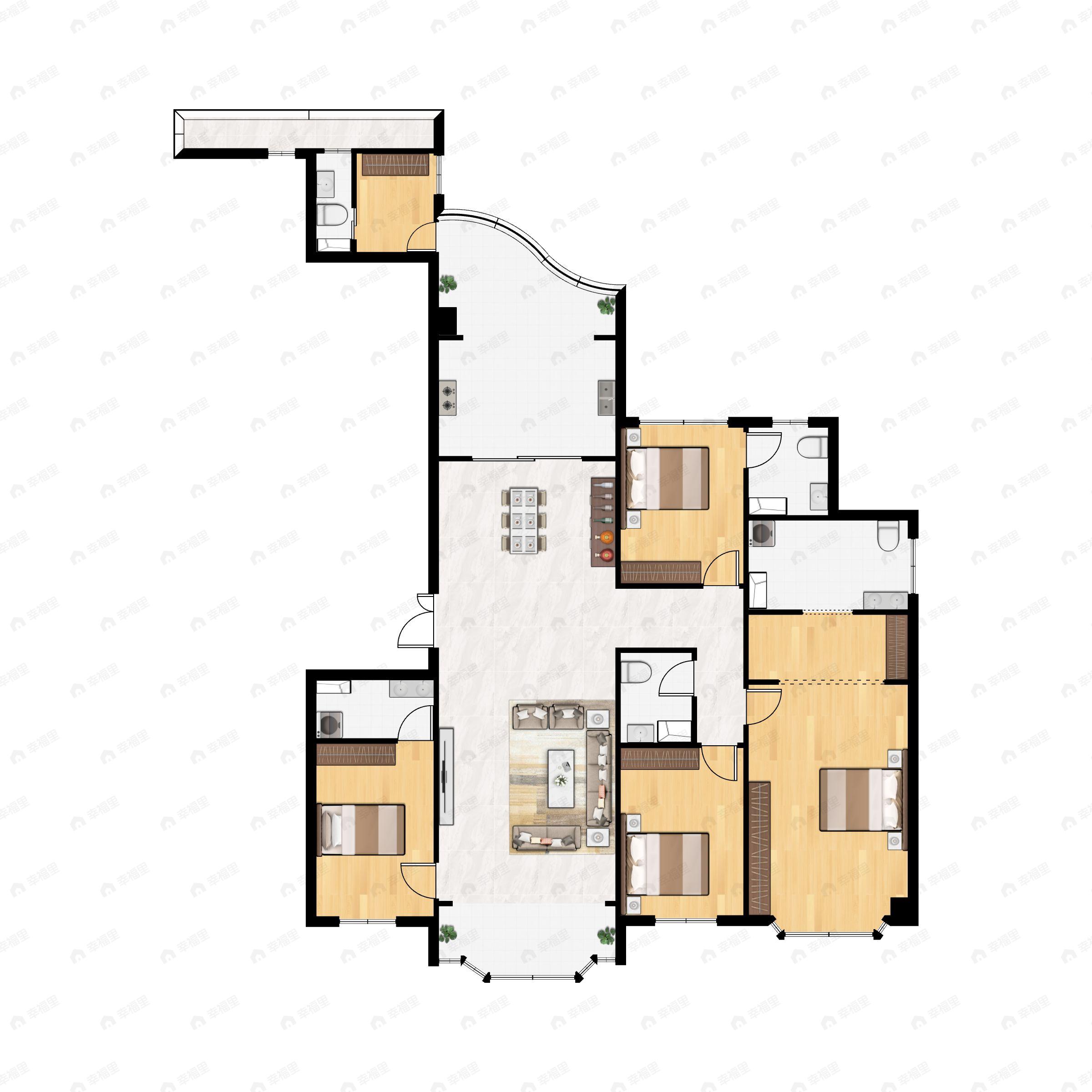 5室3厅5卫建面273平南|北户型图