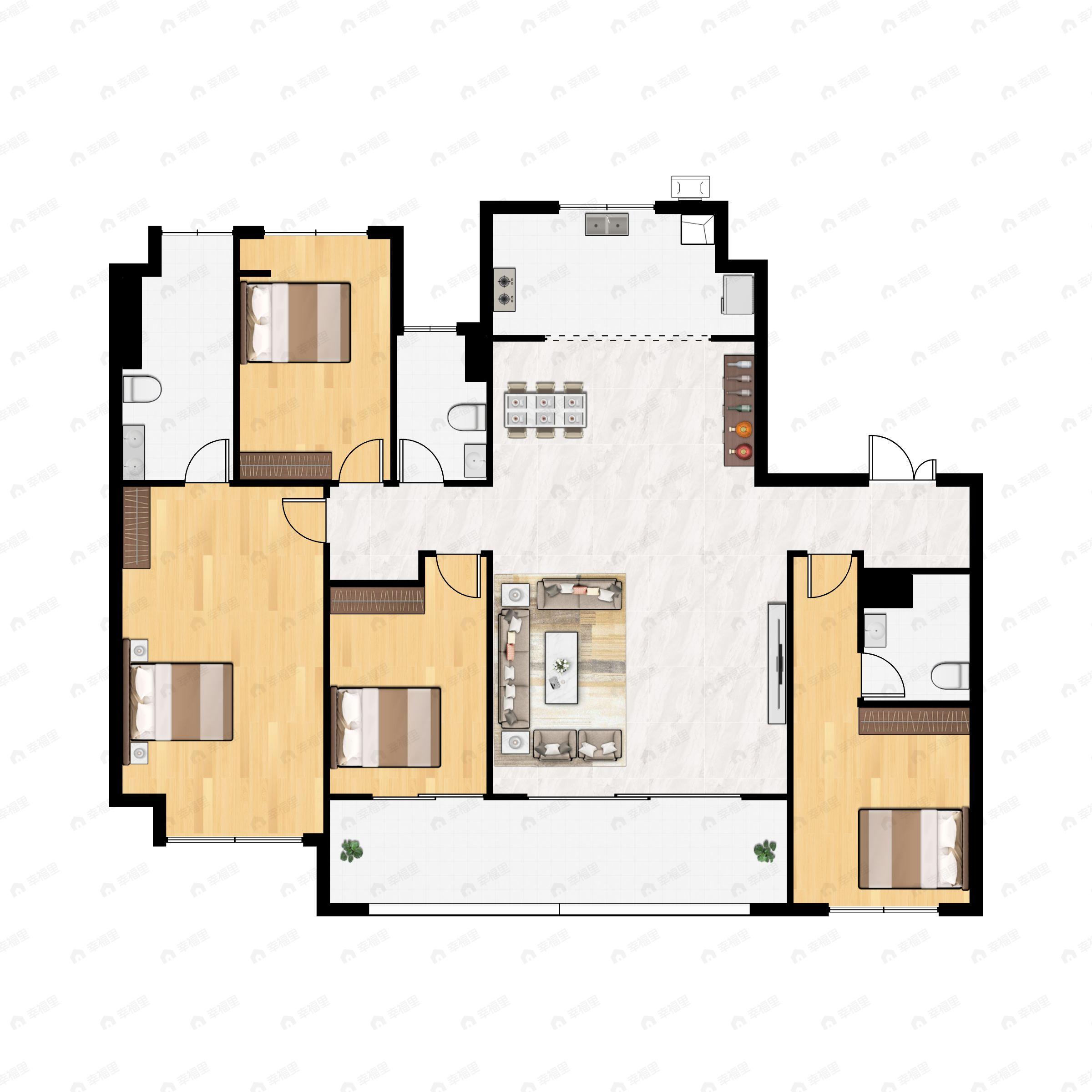 4室2厅3卫建面196平户型图