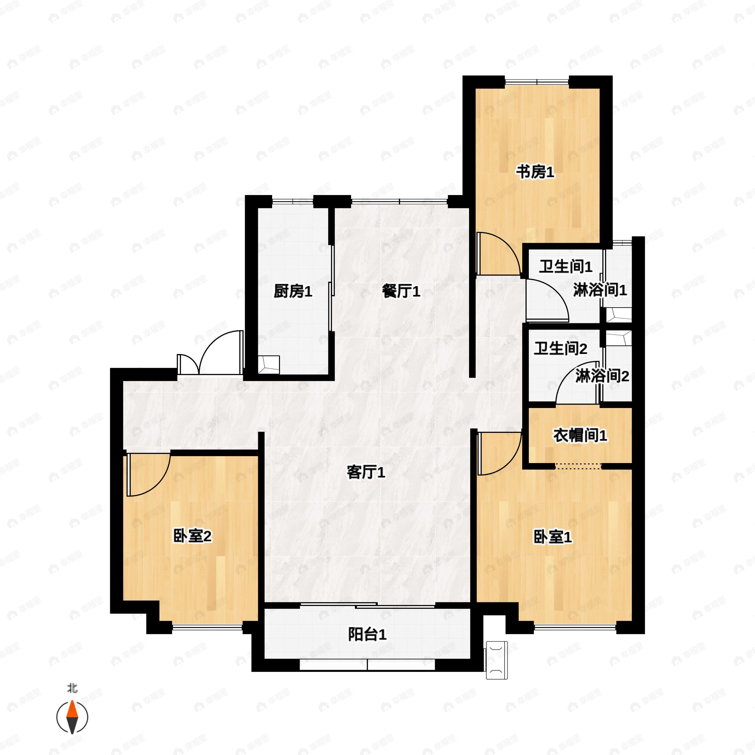 中国铁建景晟学府3室2厅2卫户型图