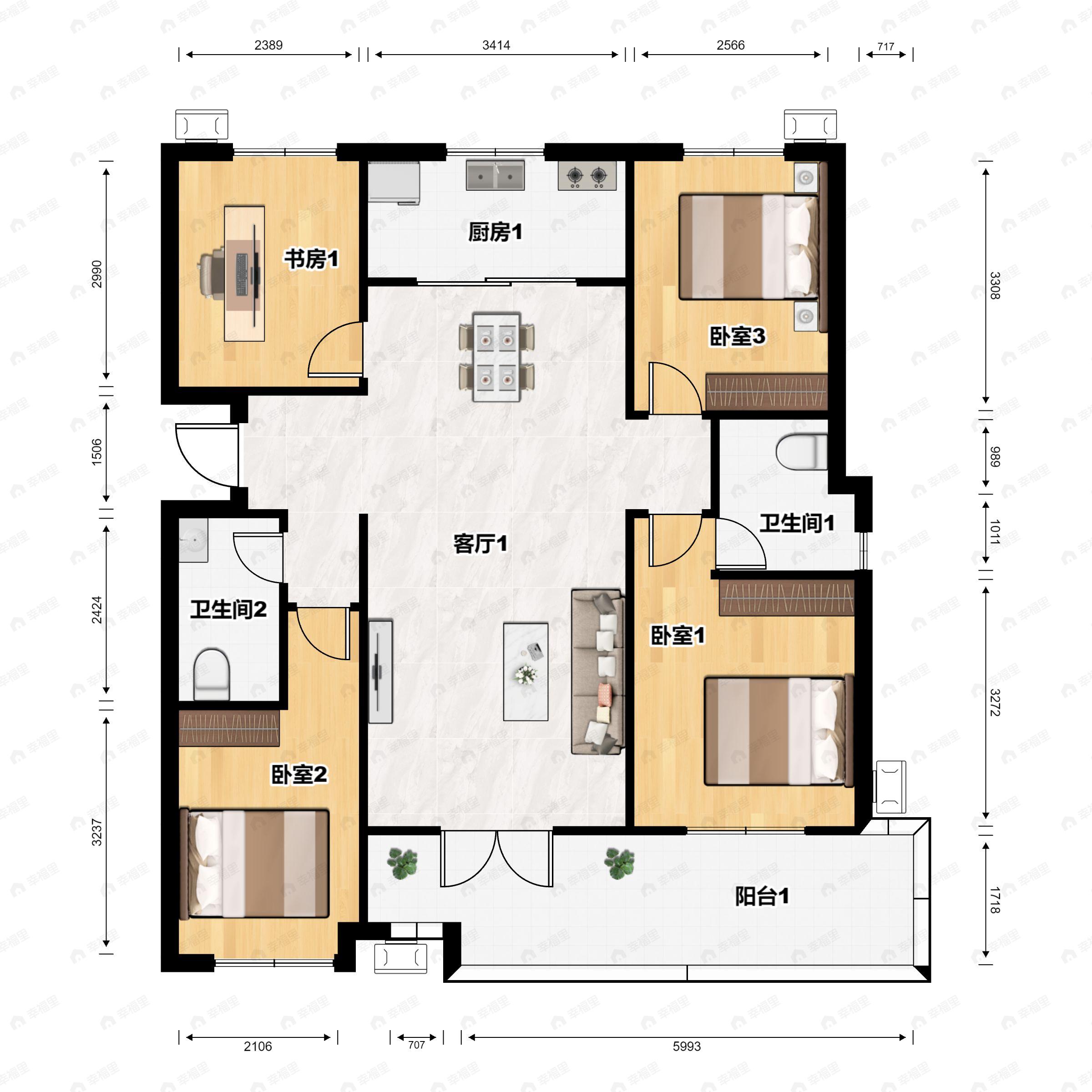 中旭开元府4室2厅2卫户型图