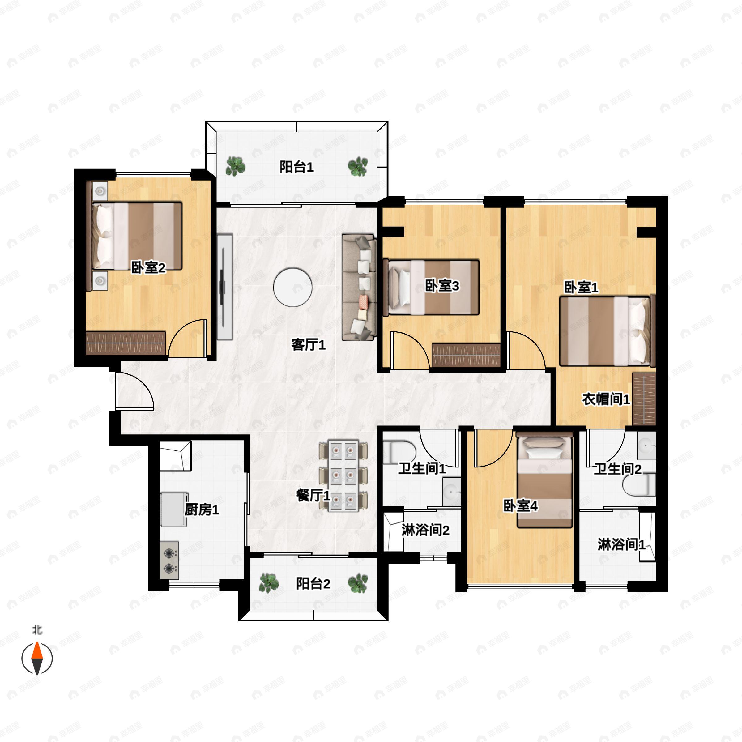 中交滨湖雅郡4室2厅2卫户型图