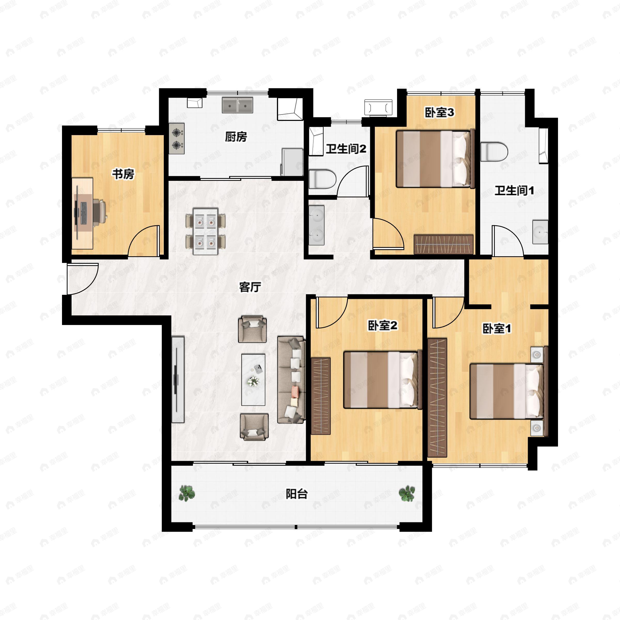 万科金域蓝湾4室2厅2卫户型图