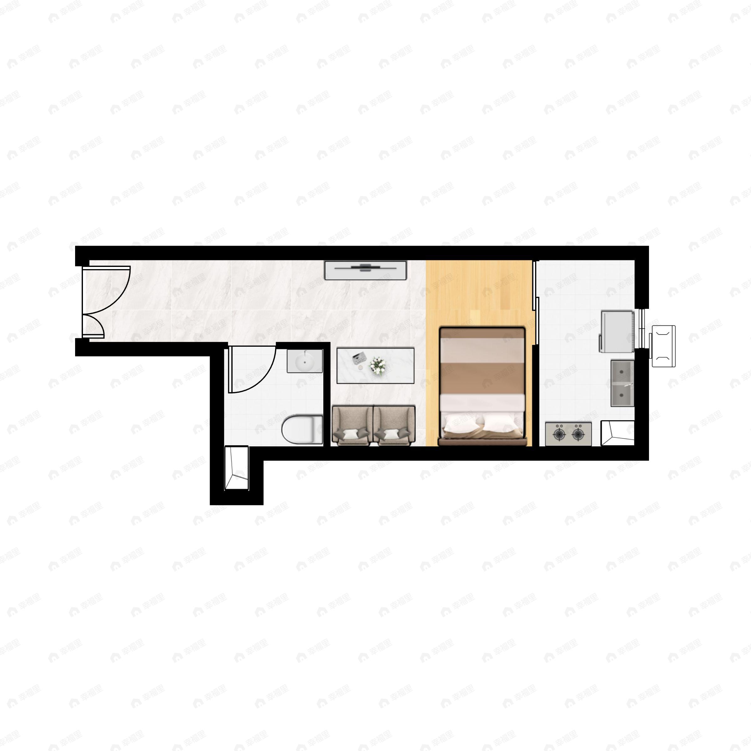 1室1卫建面32平户型图