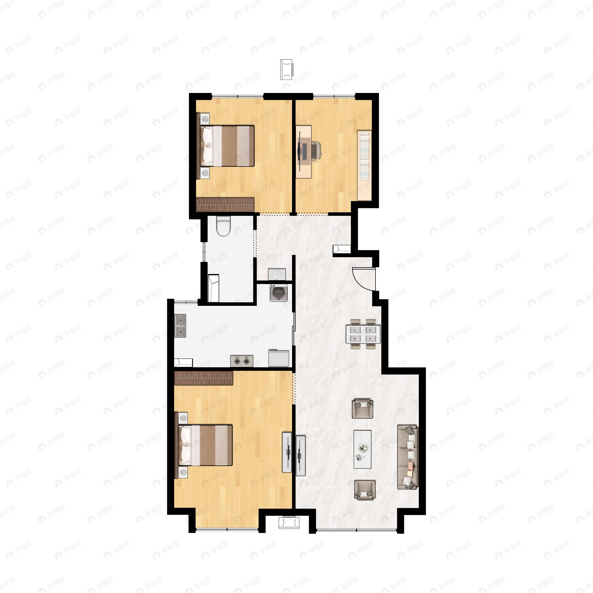 北京万科品牌馆3室2厅1卫户型图