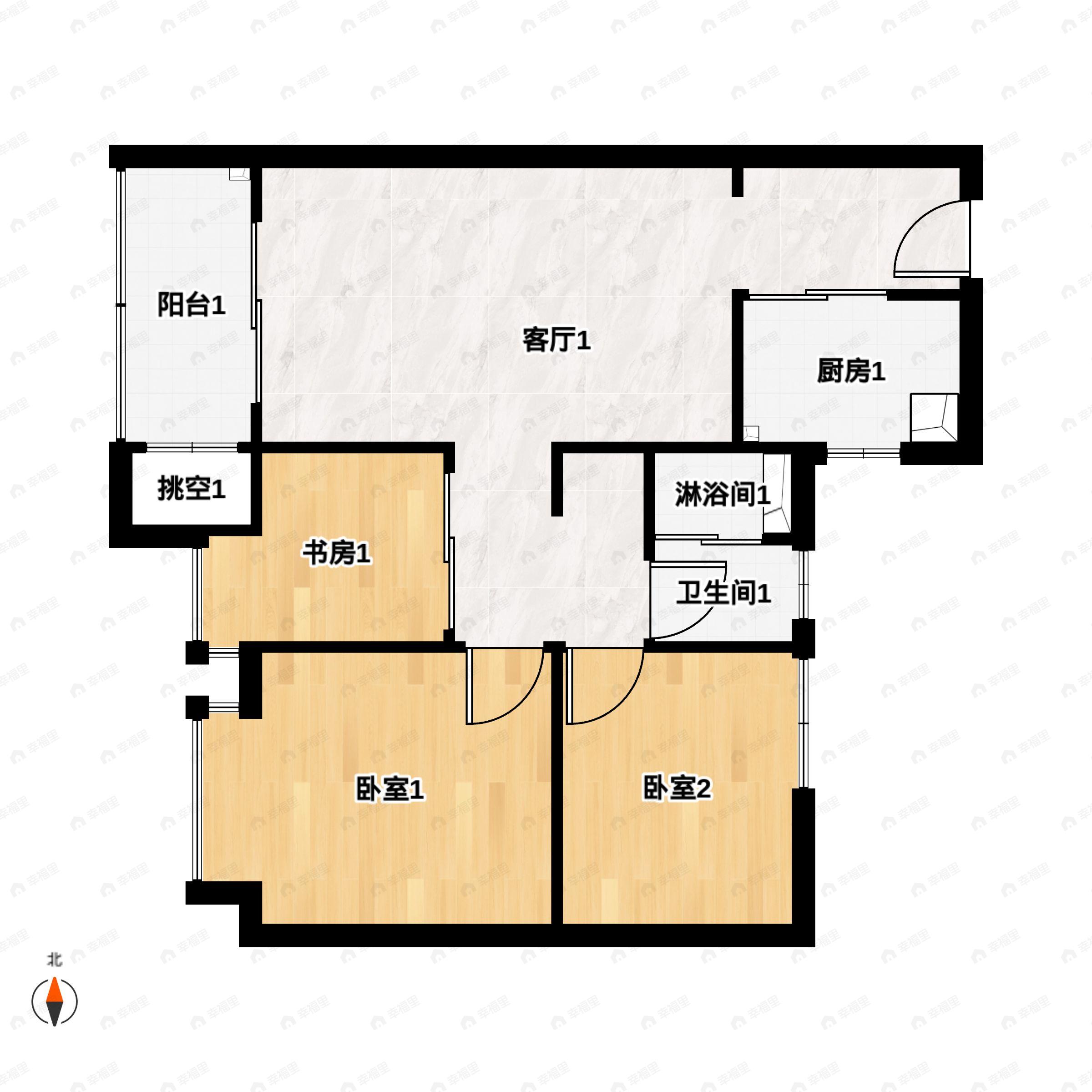 3室2厅1卫建面85平户型图