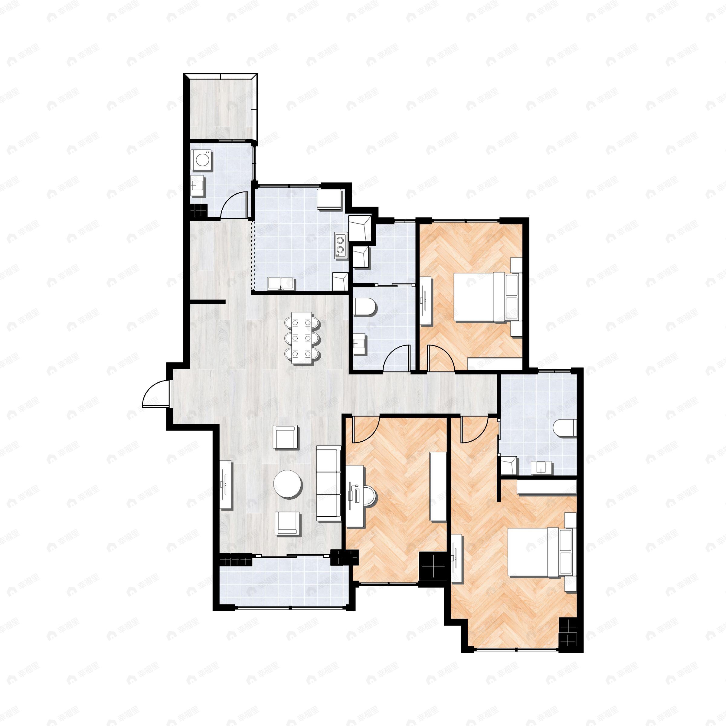 3室2厅2卫建面126平户型图