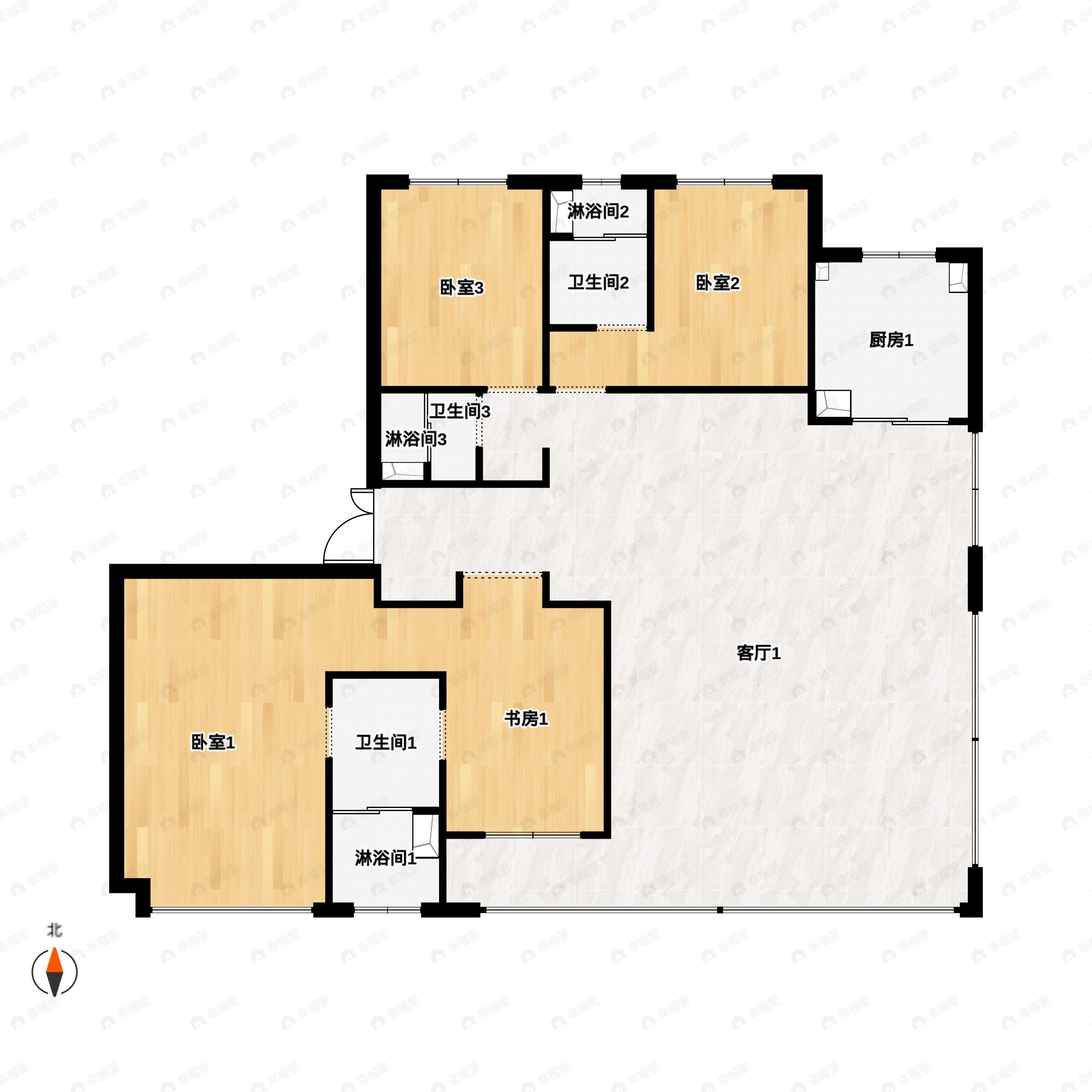4室2厅3卫建面199平户型图