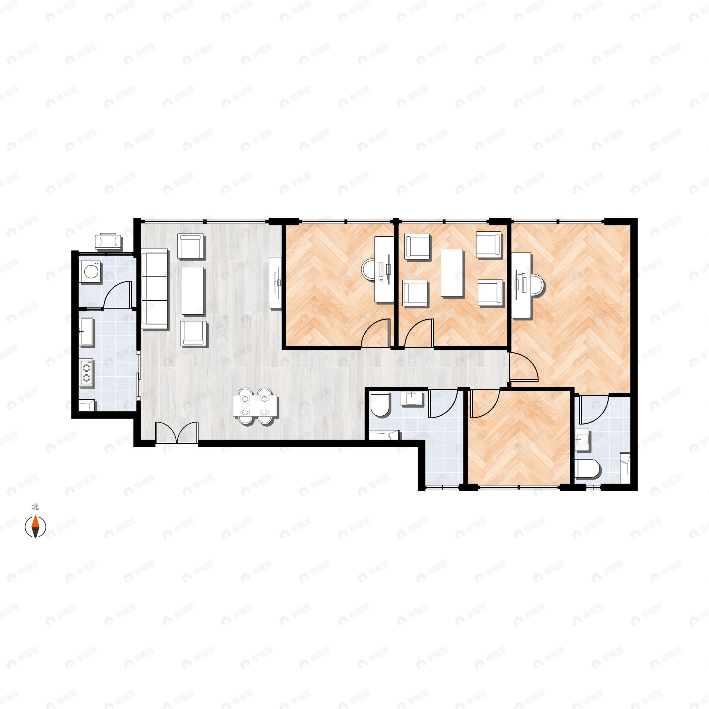 4室2厅2卫建面129平户型图