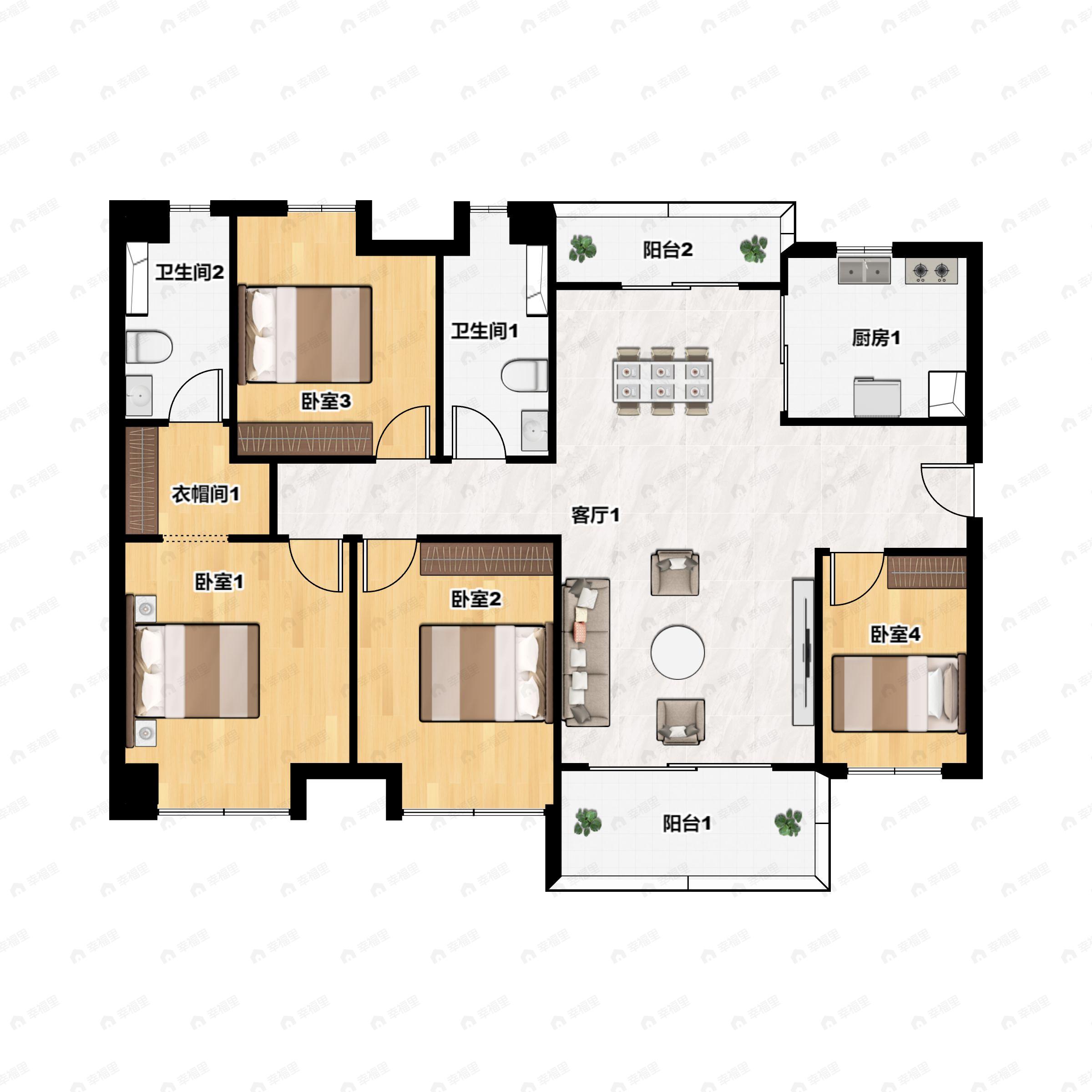 保利爱乐小镇4室2厅2卫户型图