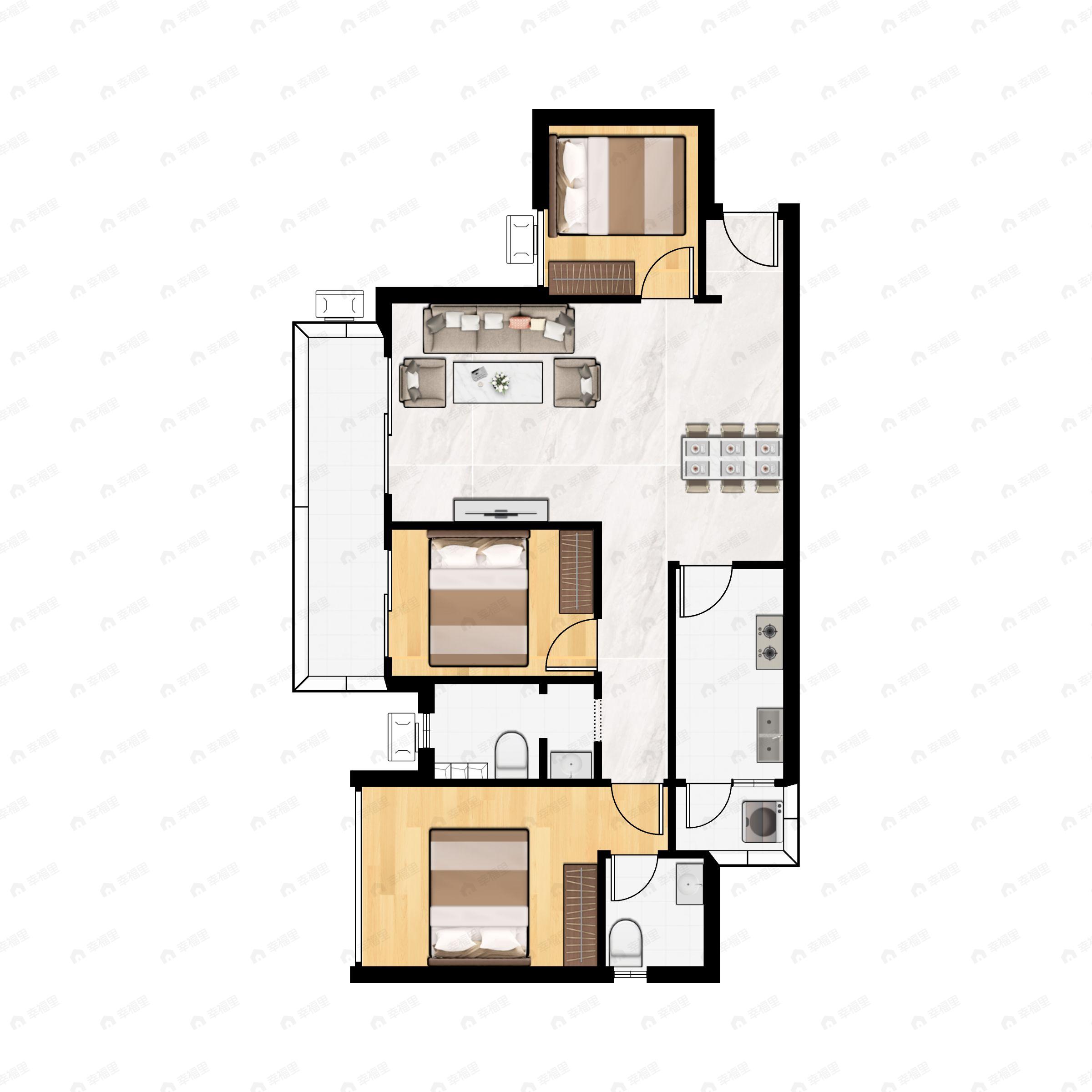 3室2厅2卫建面112平户型图