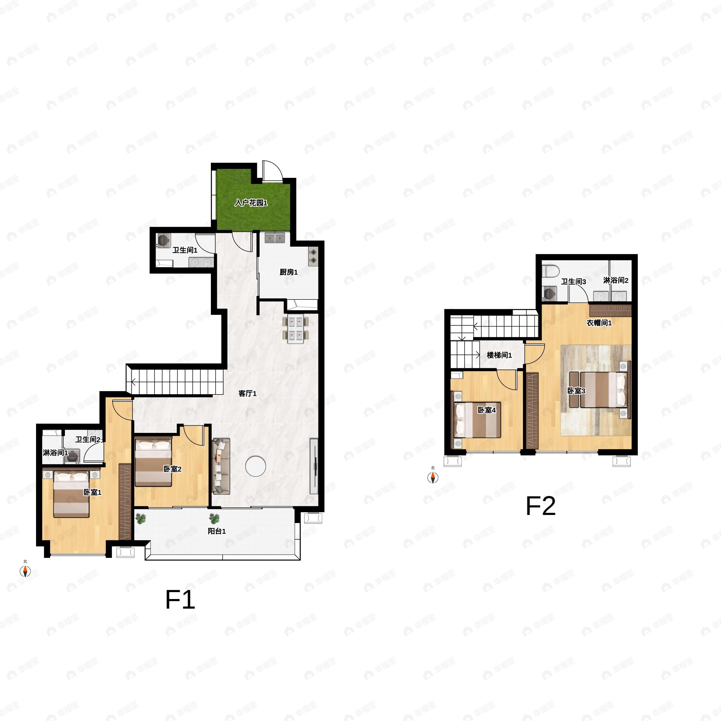 4室2厅3卫建面152平南户型图