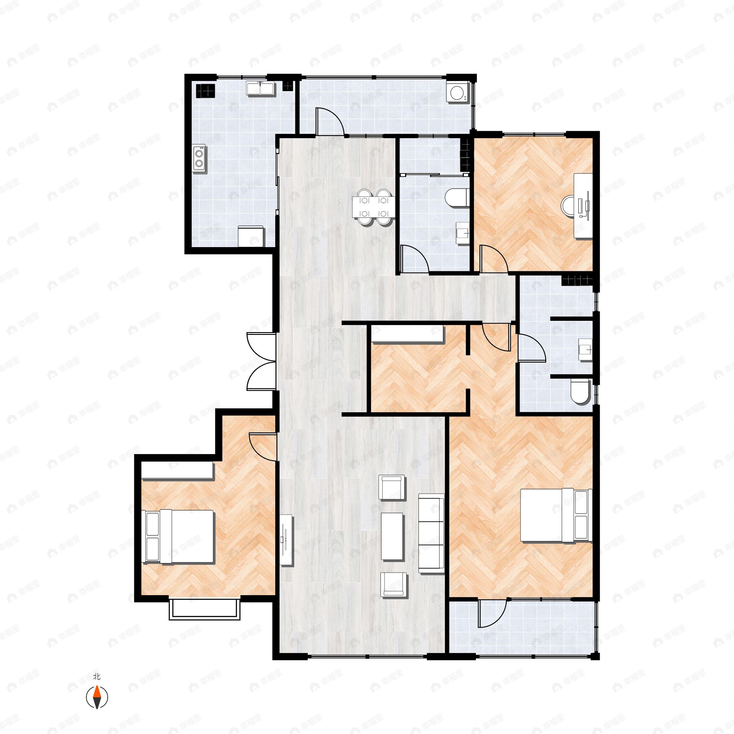 3室2厅2卫建面172平户型图