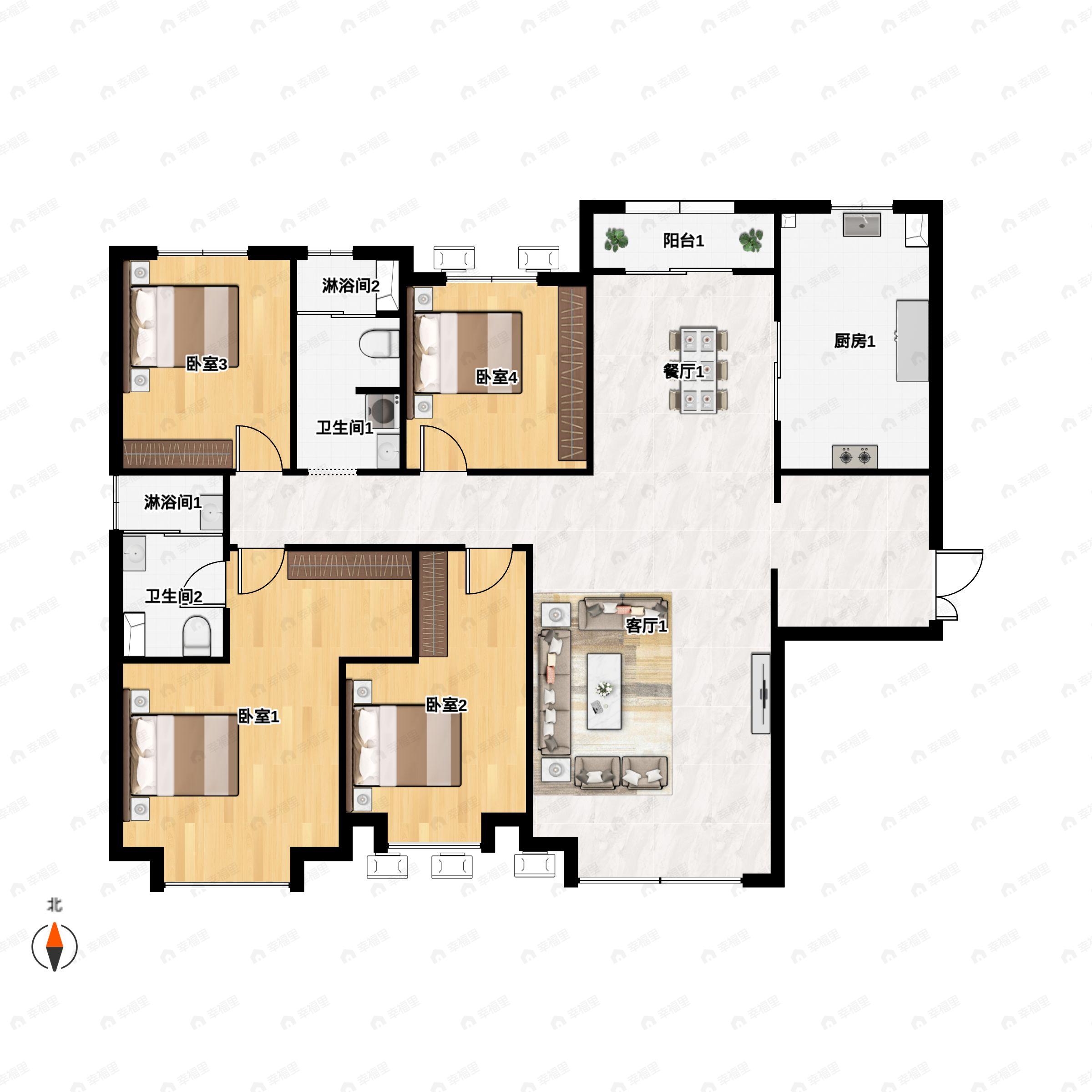 华润置地誉澜山4室2厅2卫户型图