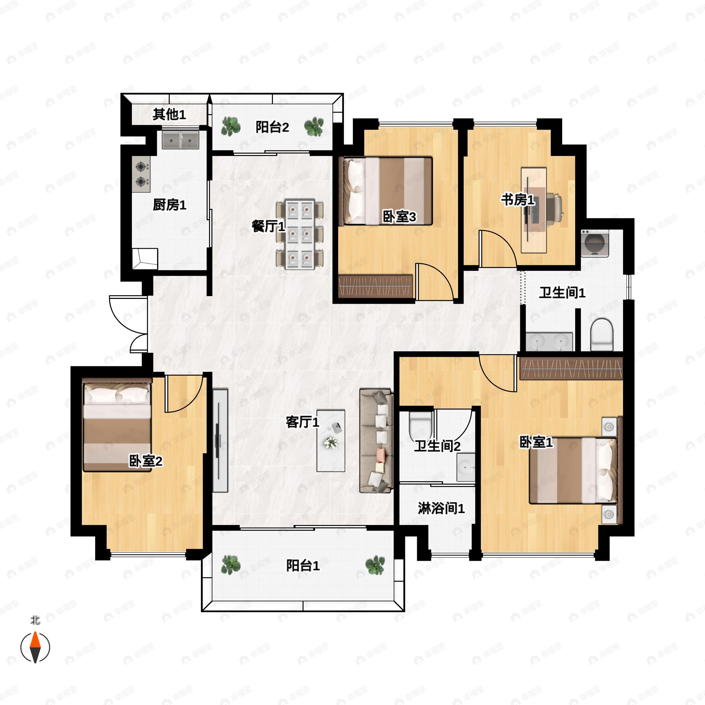 4室2厅2卫建面143平户型图