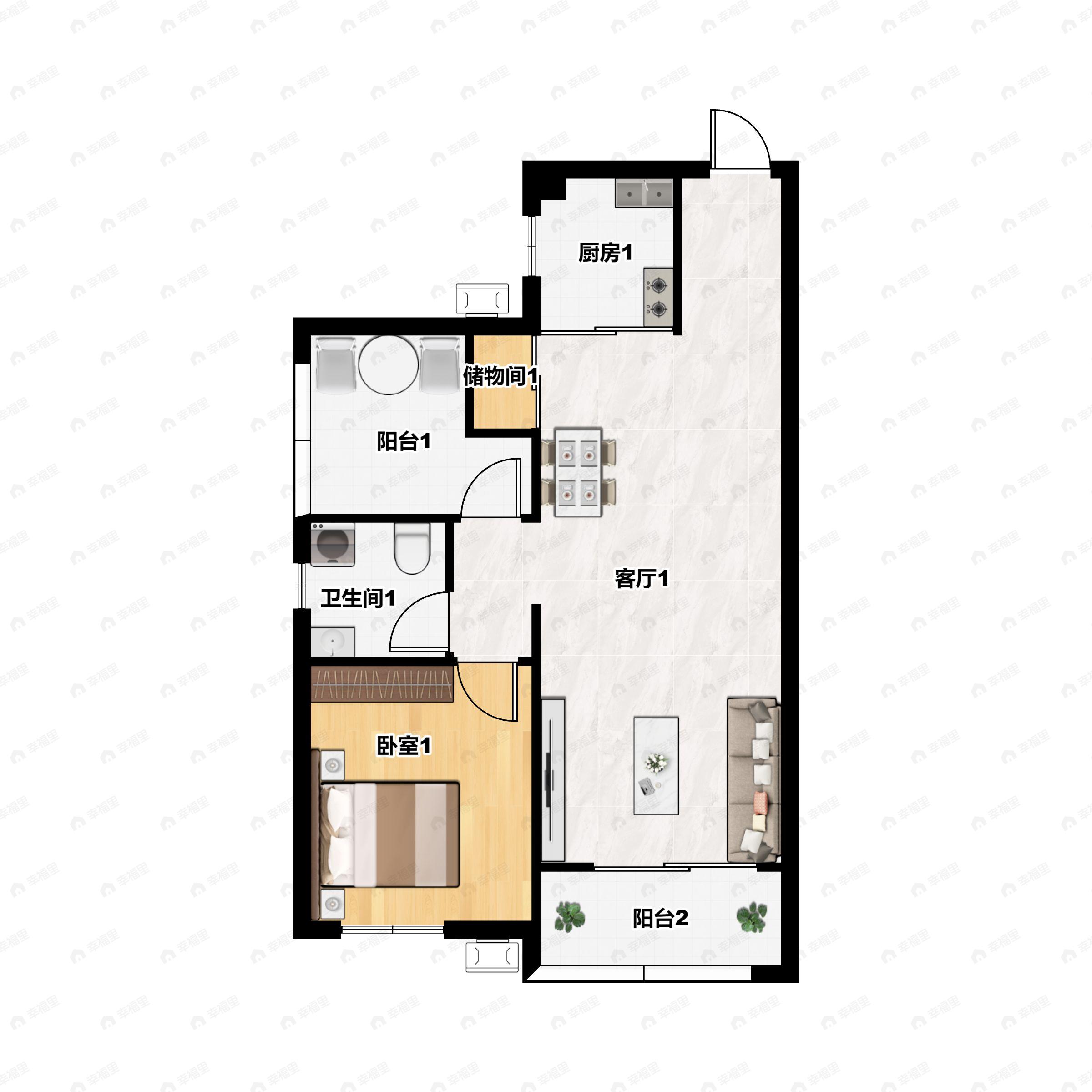 3室2厅2卫建面103平北|南户型图