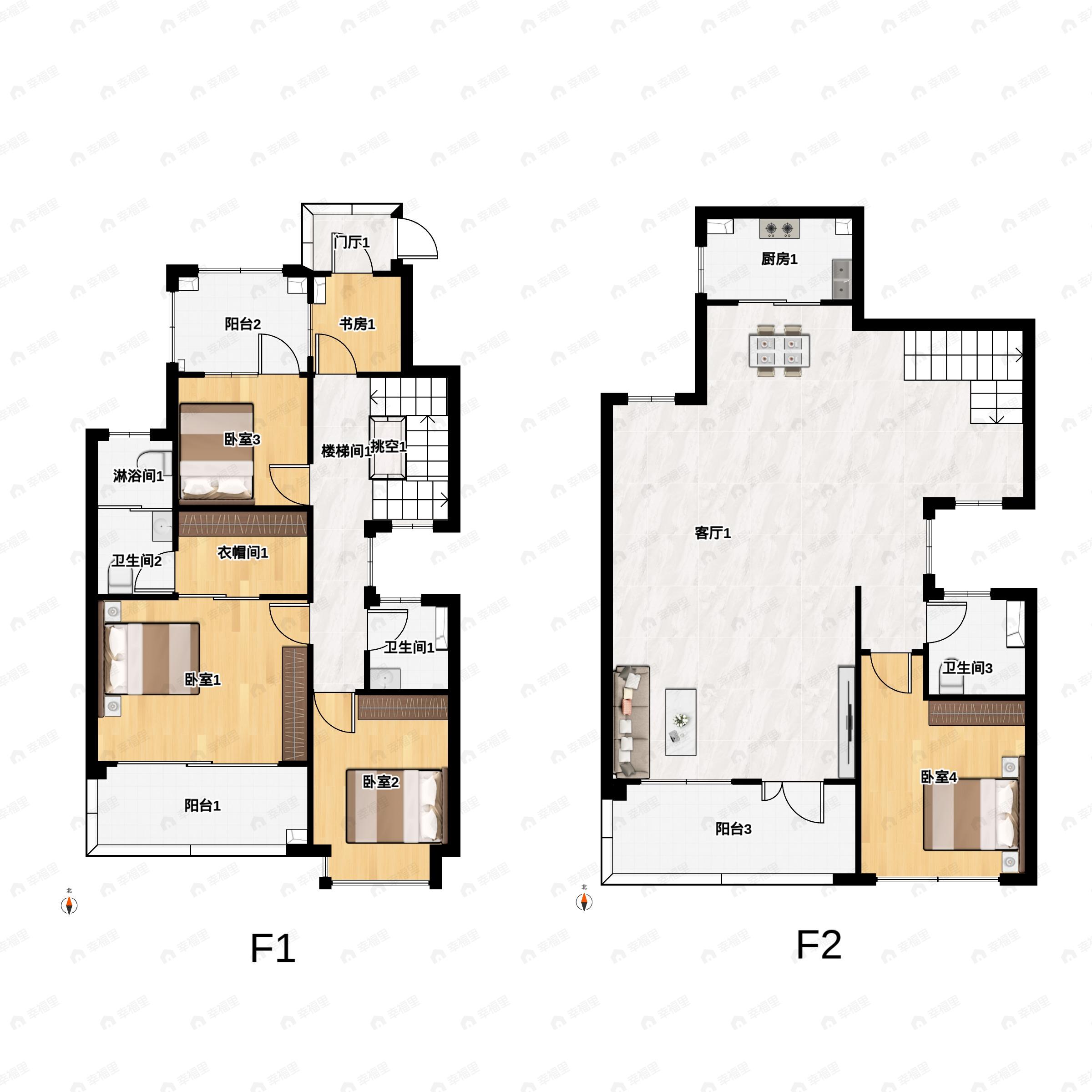 4室2厅3卫建面175平户型图