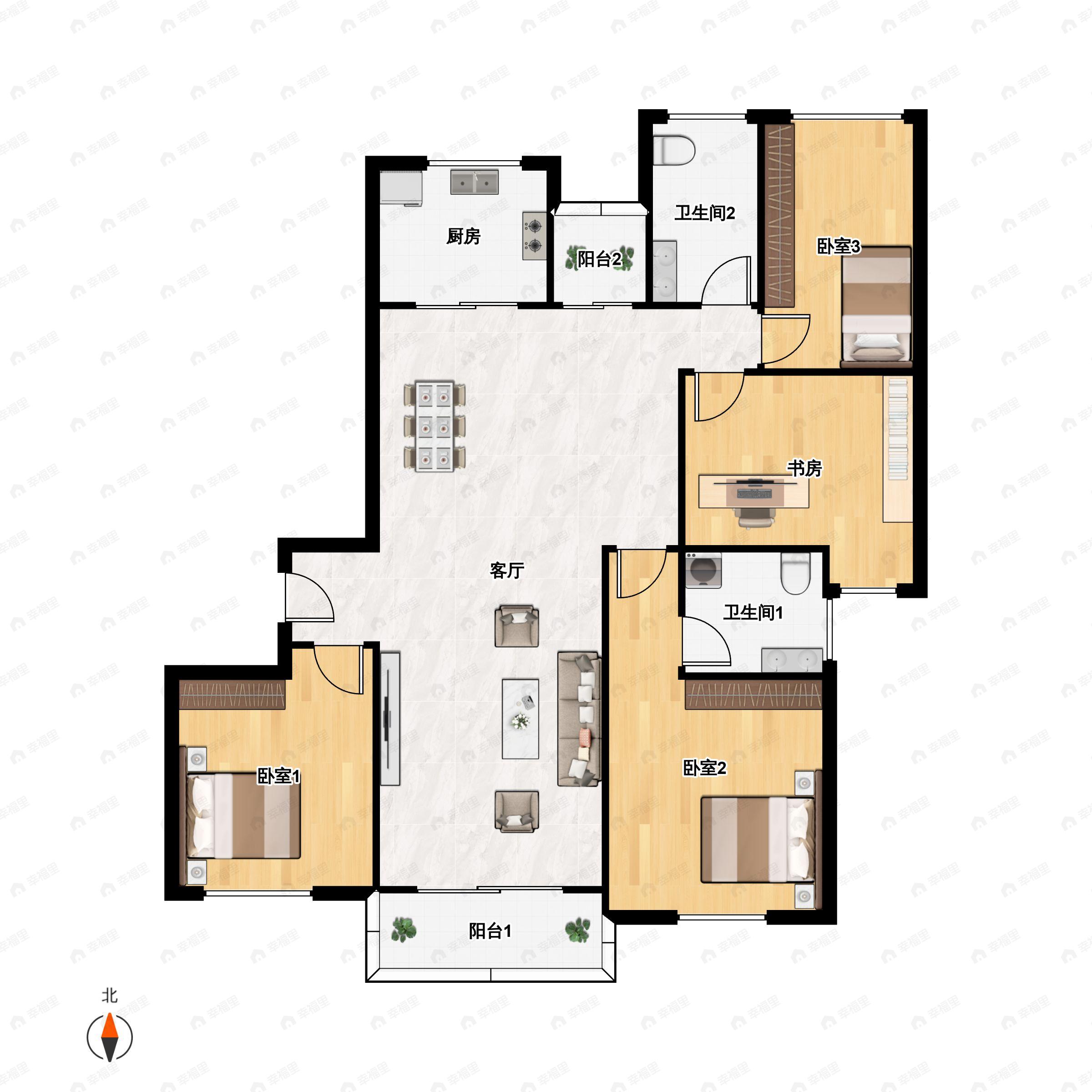 新城尚品4室2厅2卫户型图