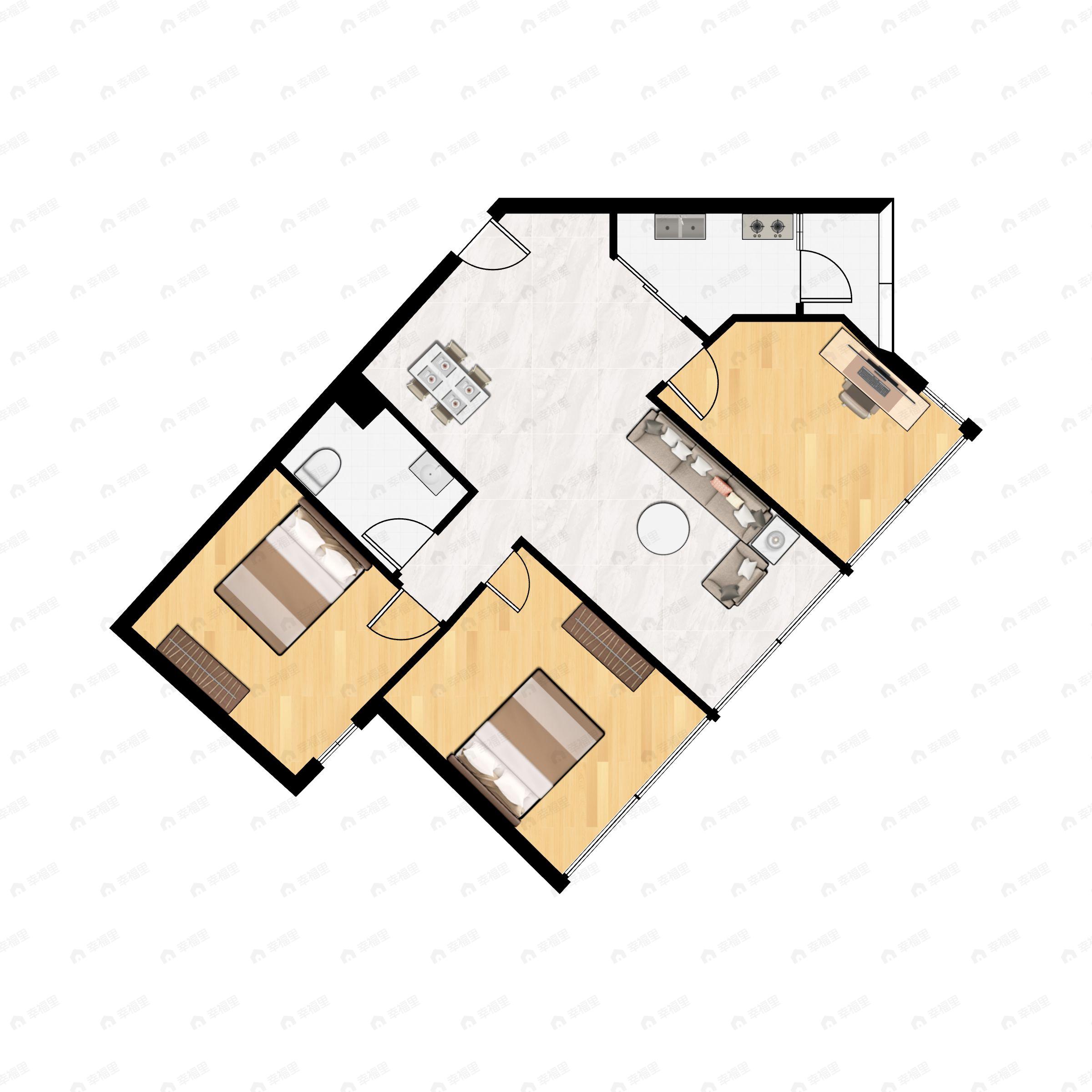 雄飞生活广场3室2厅1卫户型图