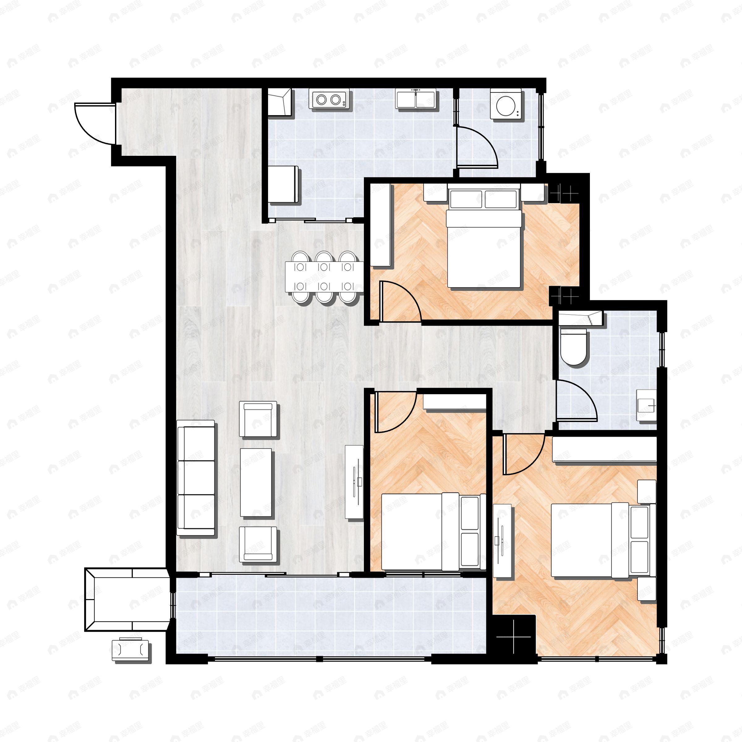 重庆恒大轨道时代3室2厅1卫户型图