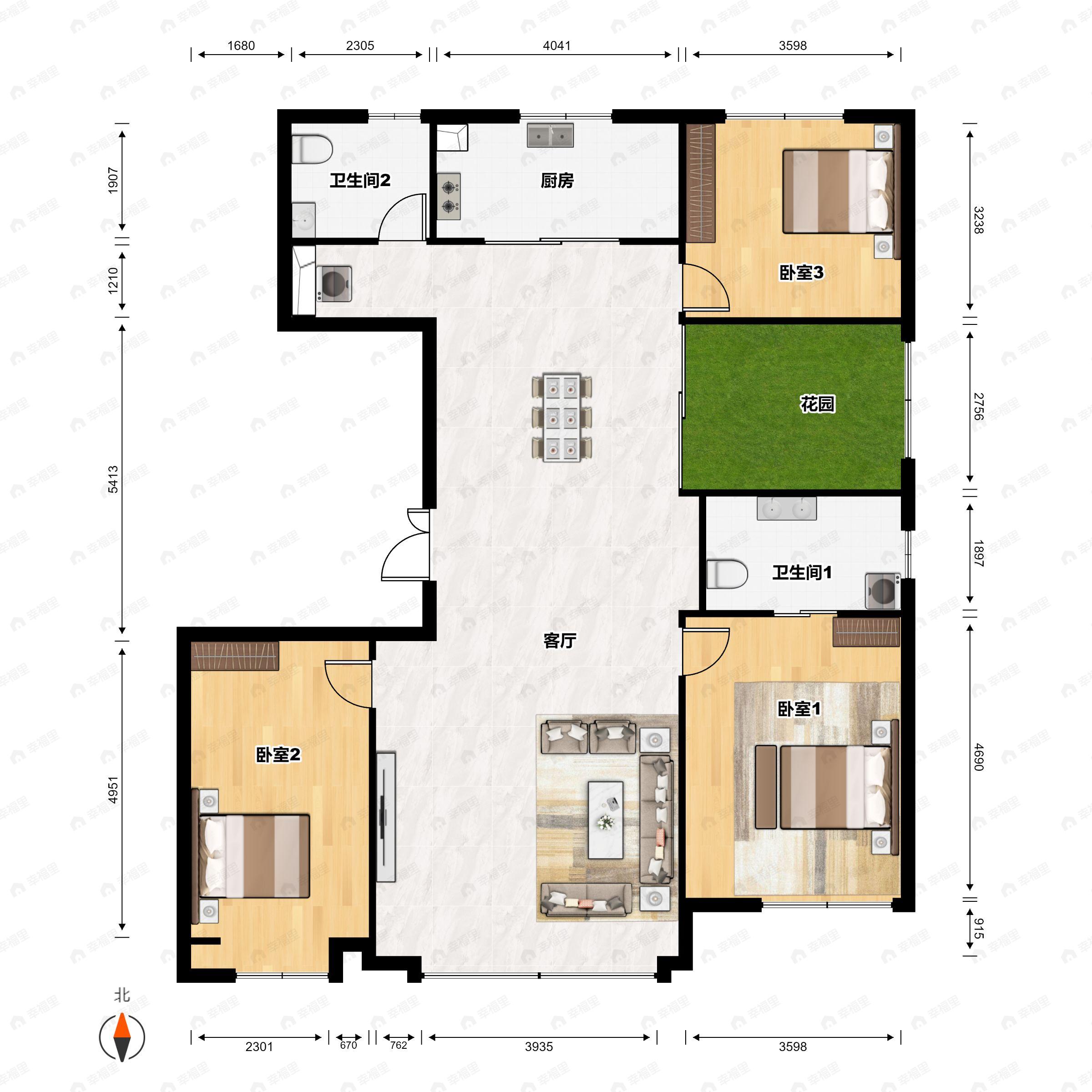 4室2厅2卫建面159平户型图