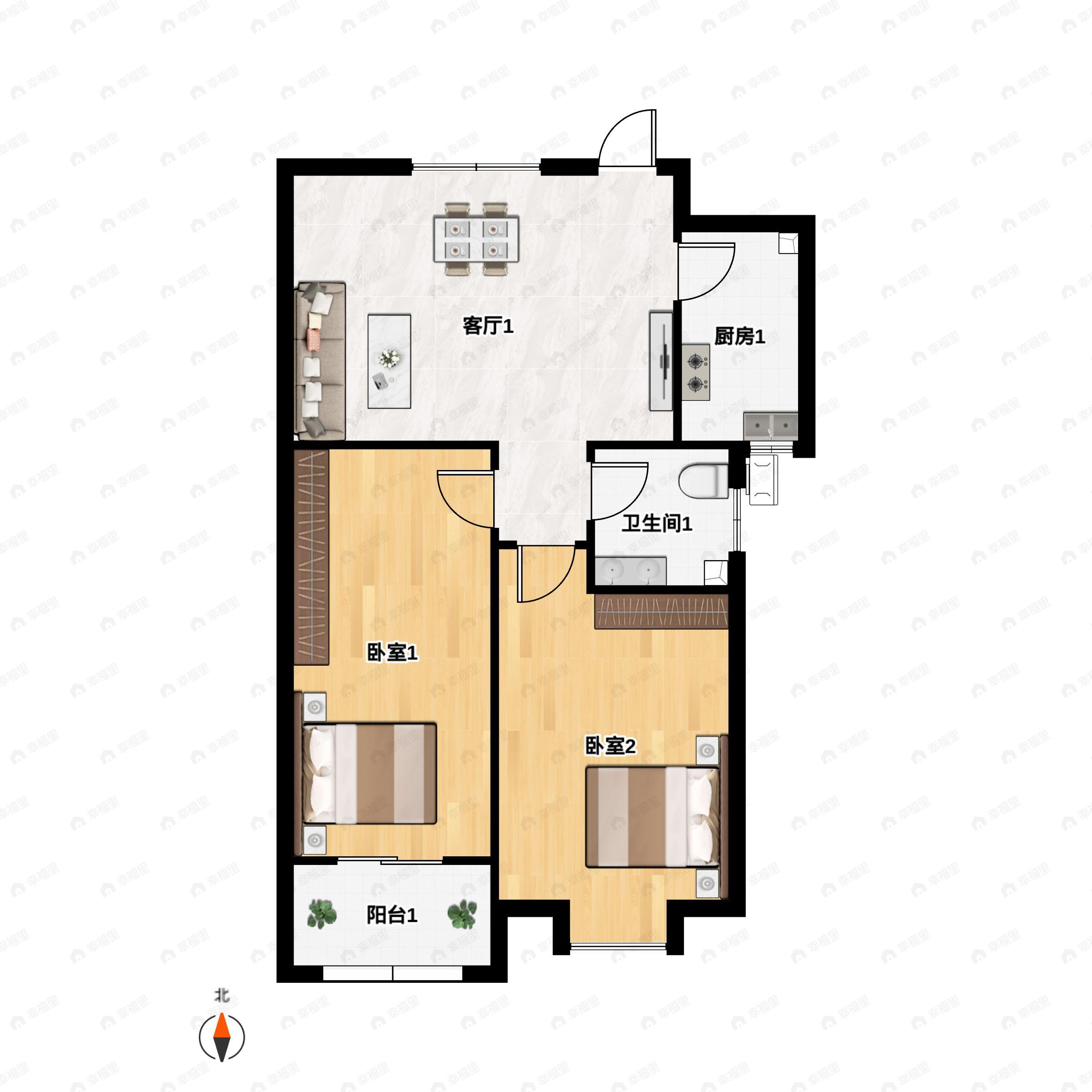 三龙锦绣山庄2室2厅1卫户型图