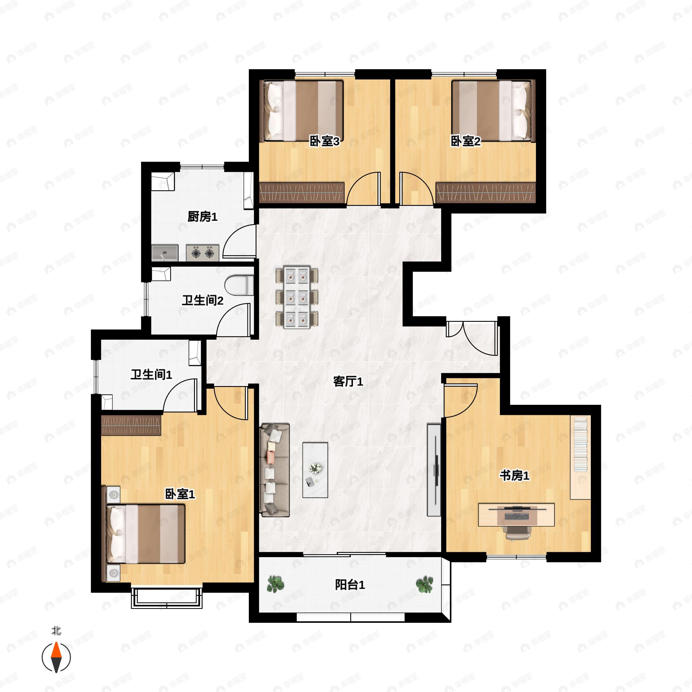 4室2厅2卫建面143平户型图