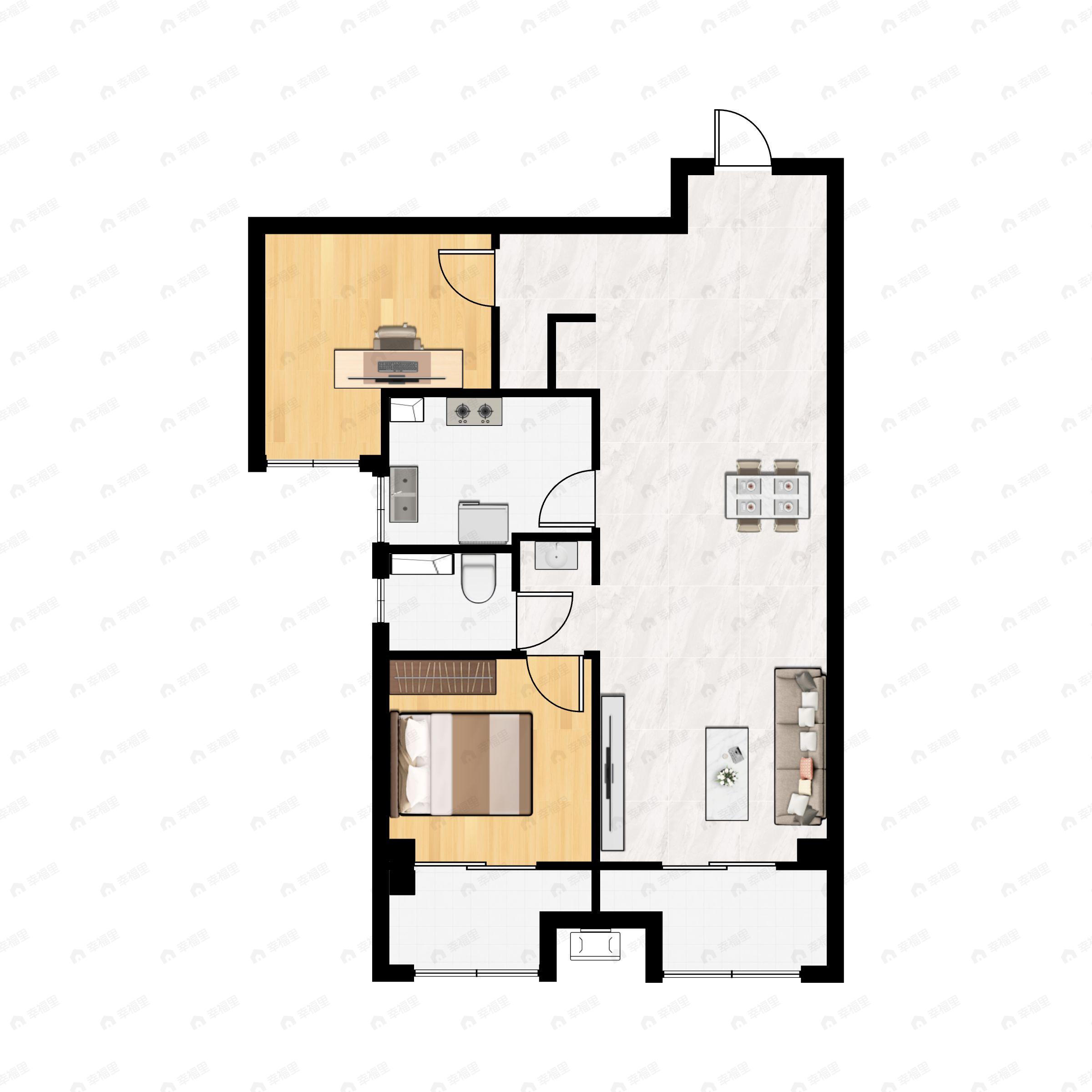 2室2厅1卫建面87平户型图