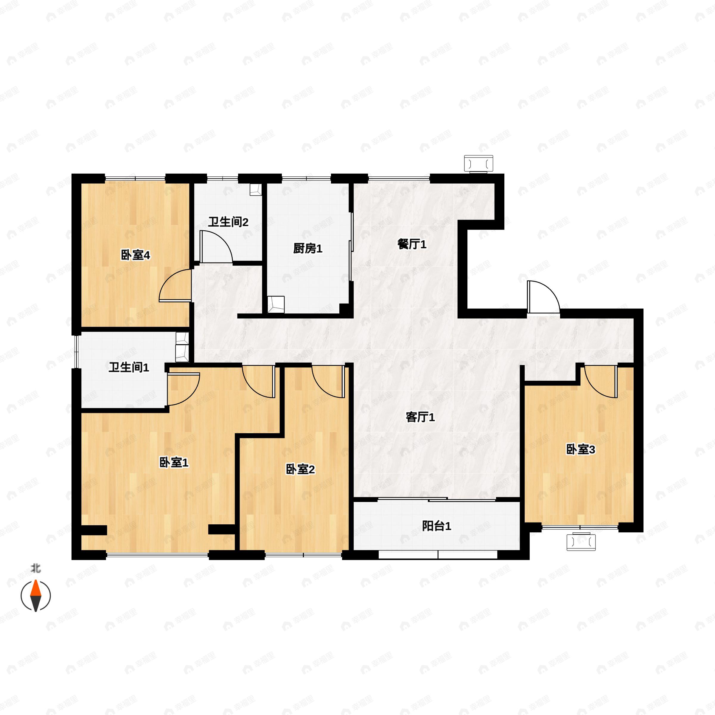 4室2厅2卫建面160平户型图