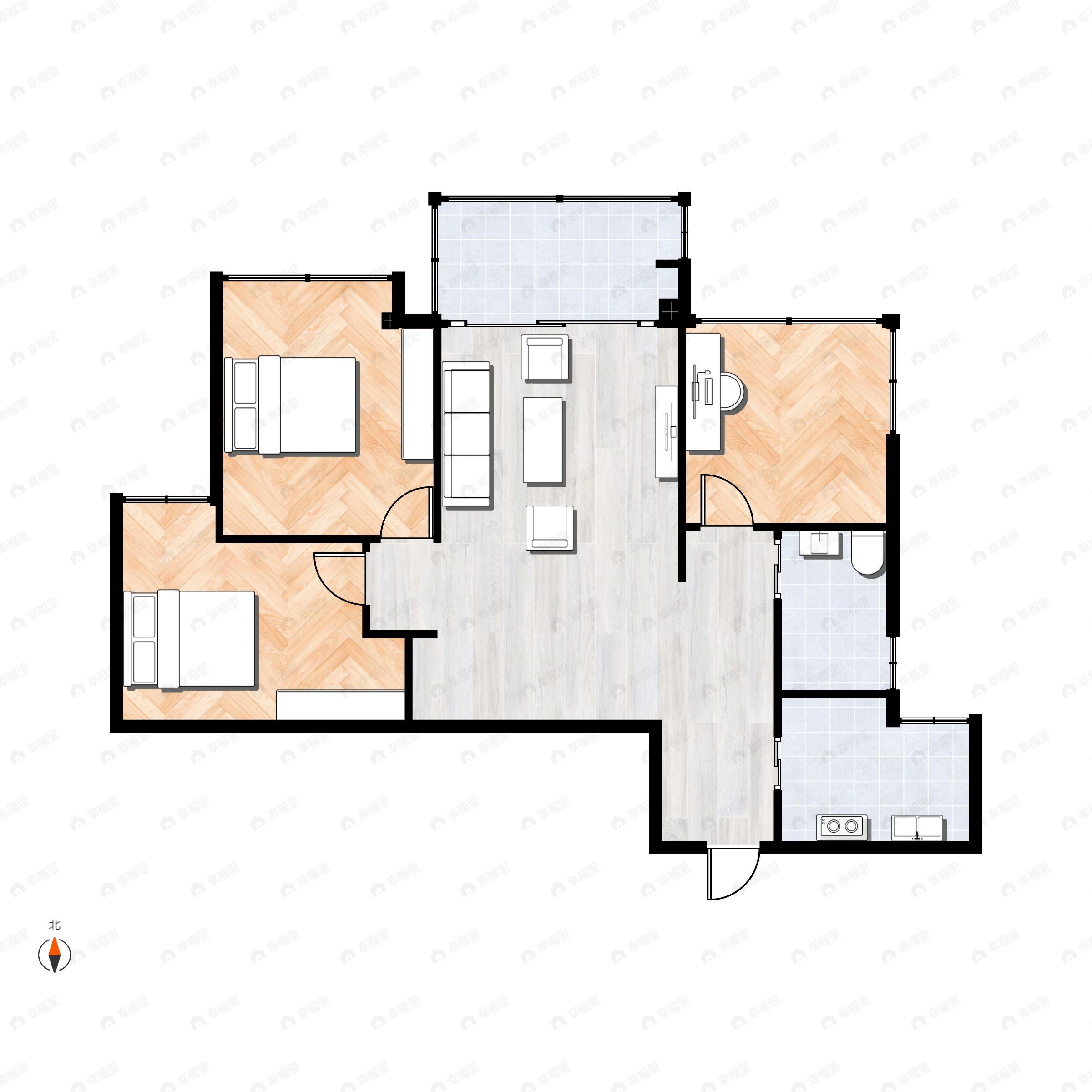 3室2厅1卫建面85平户型图