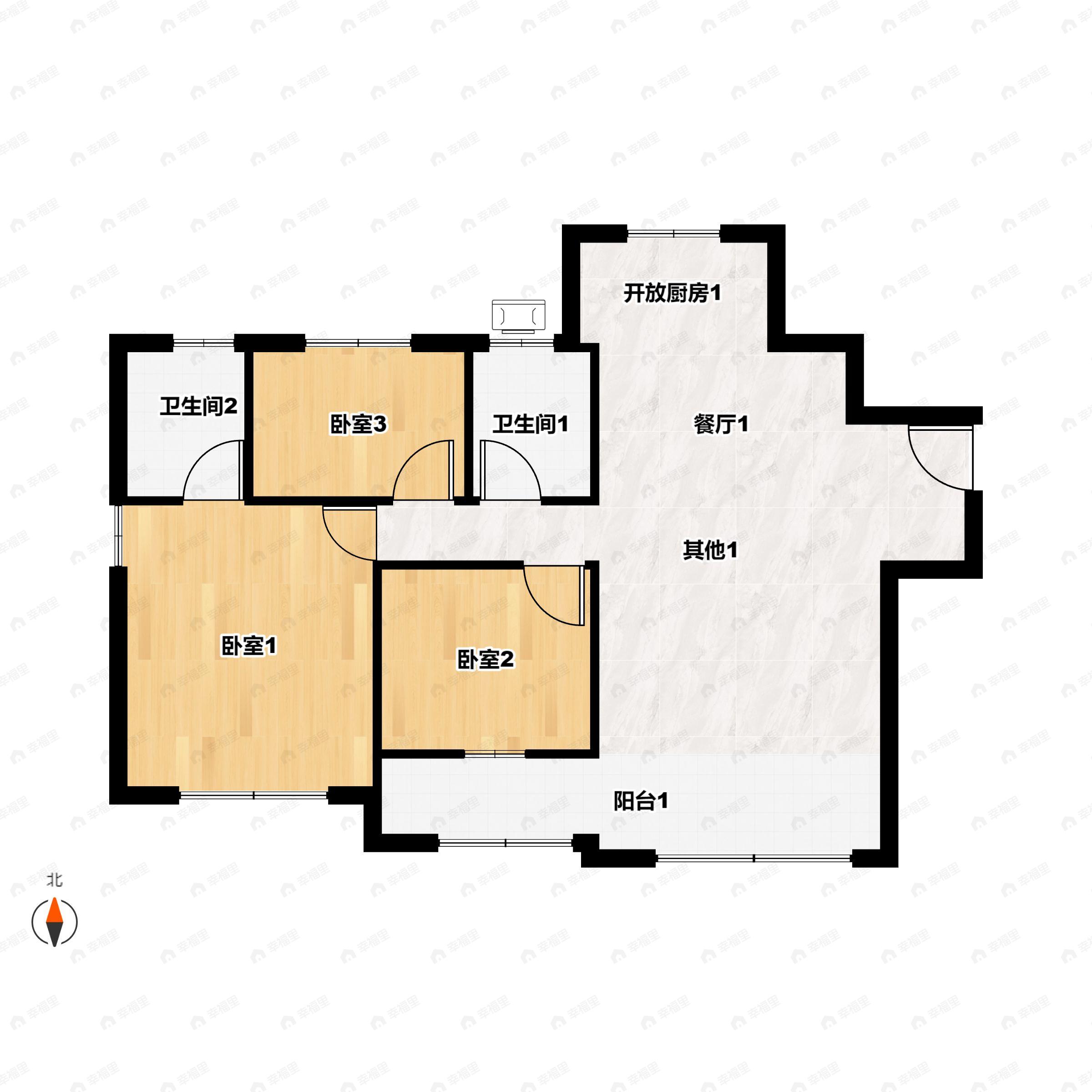 普罗理想国3室2厅2卫户型图