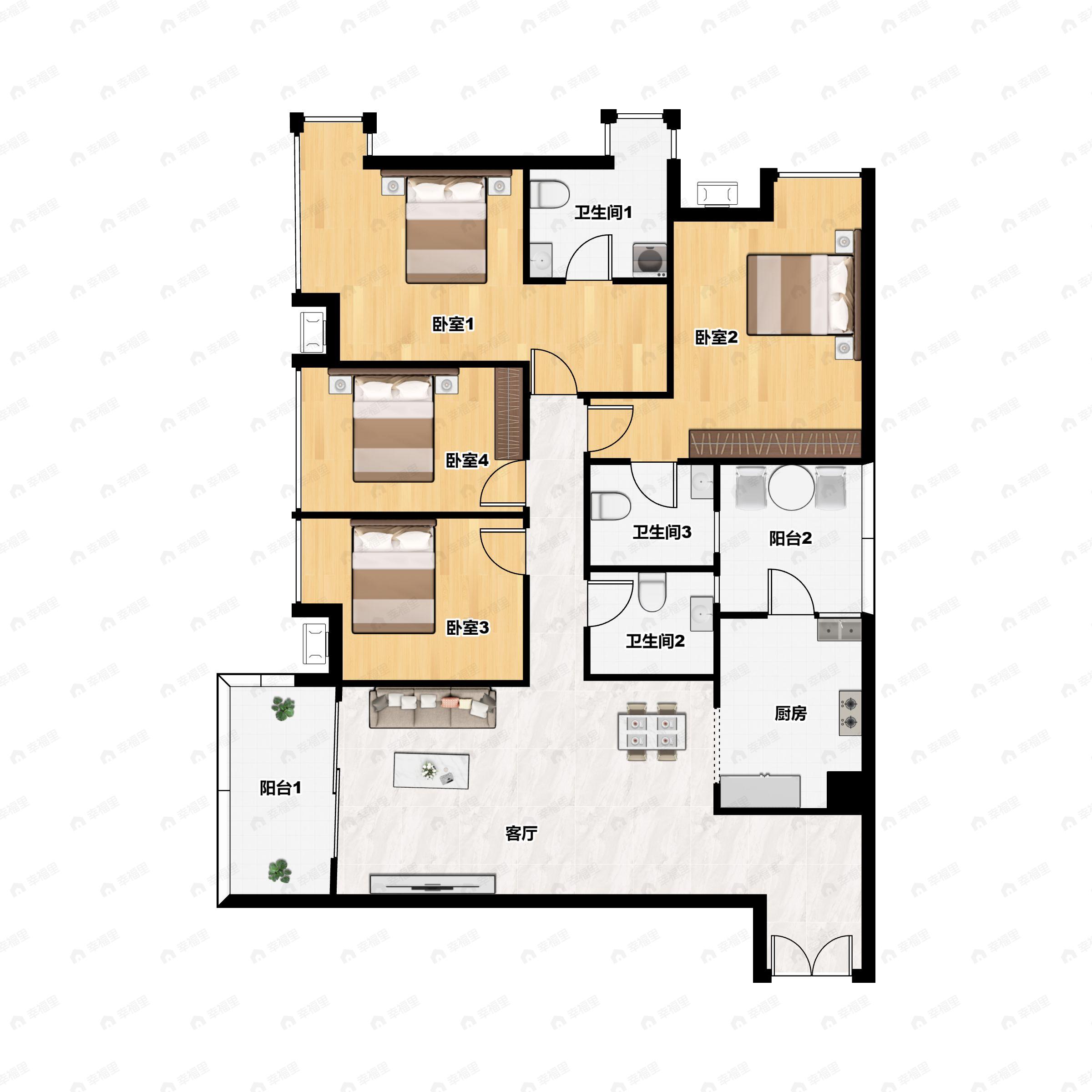 新世界云逸4室2厅3卫户型图