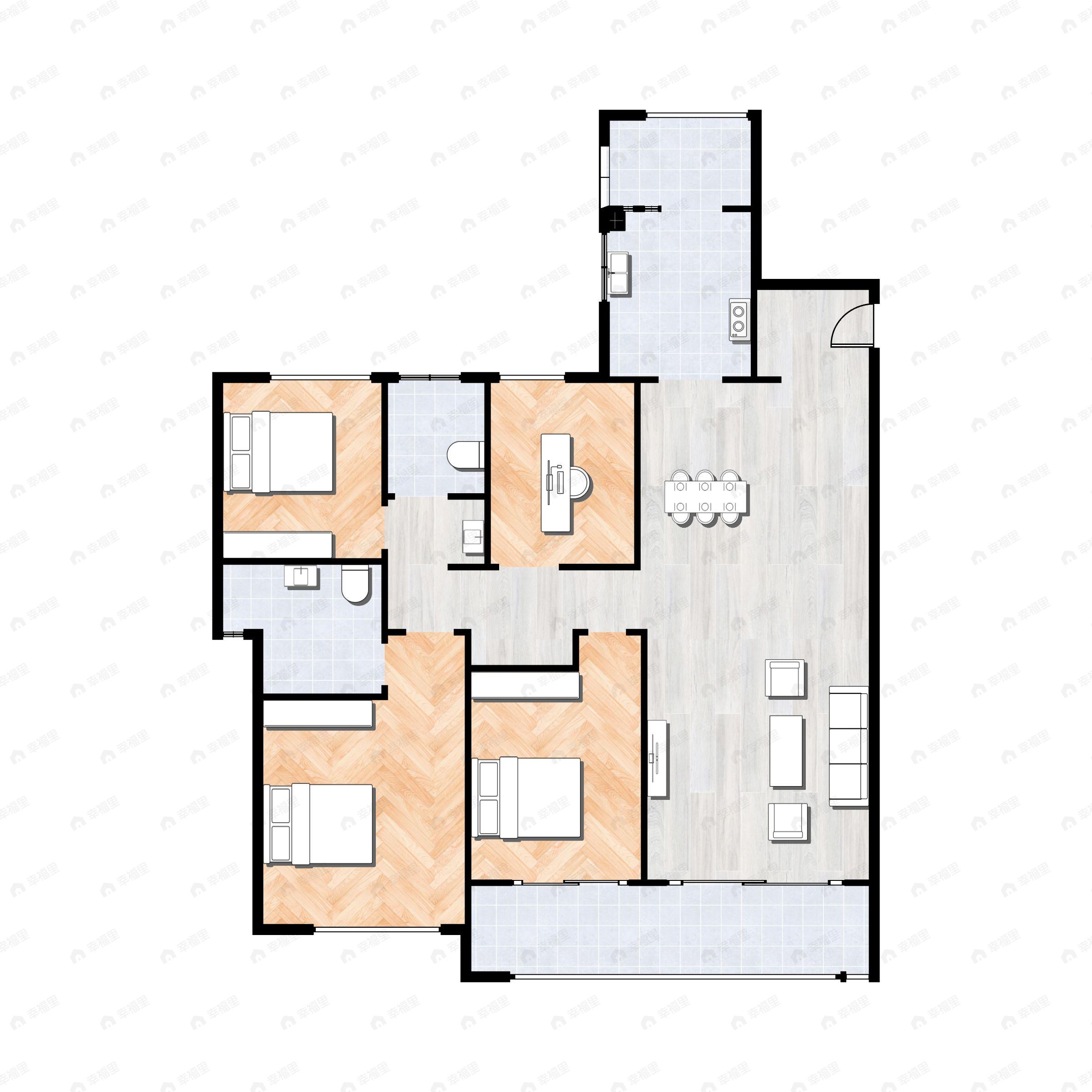 4室2厅2卫建面134平户型图