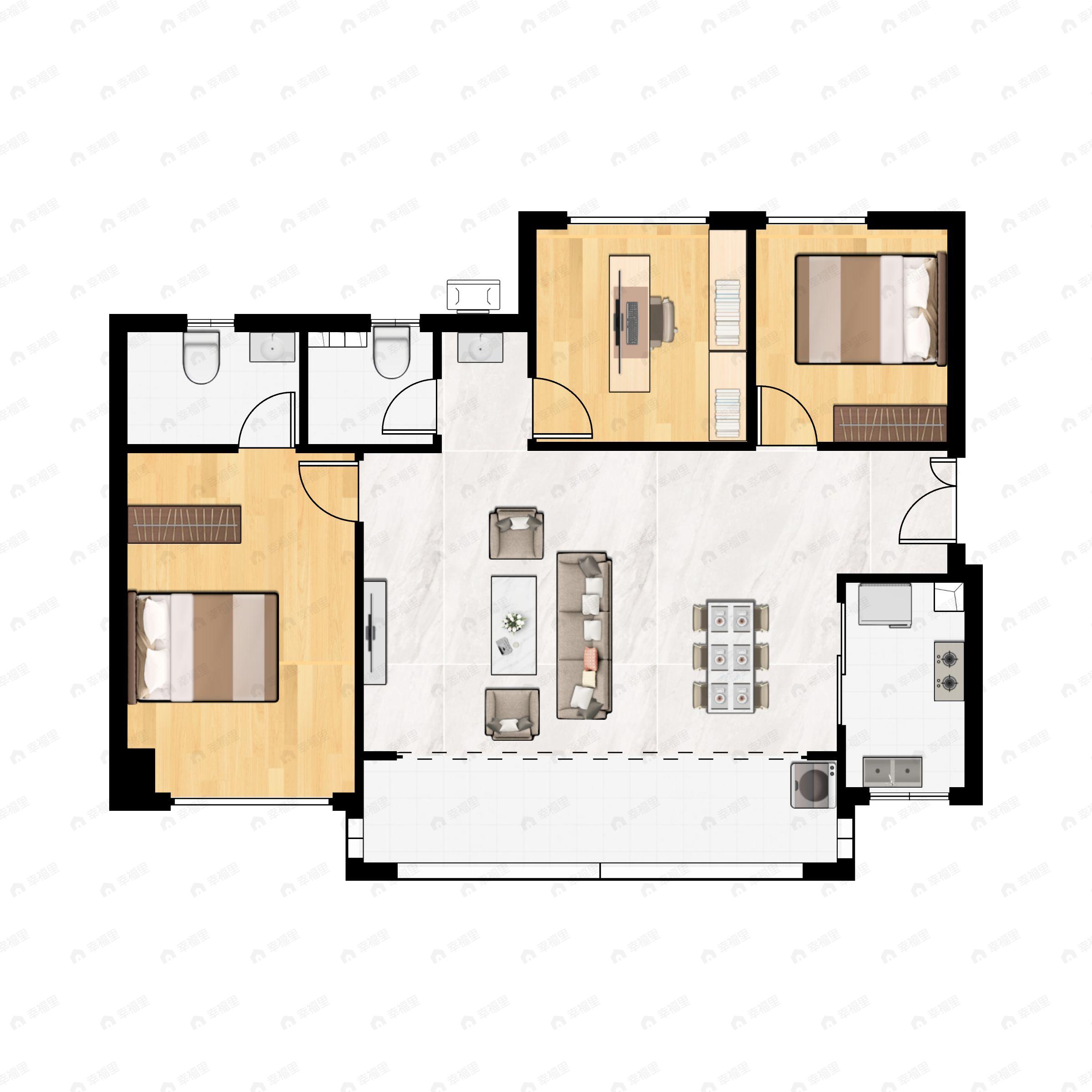 3室2厅2卫建面117平户型图