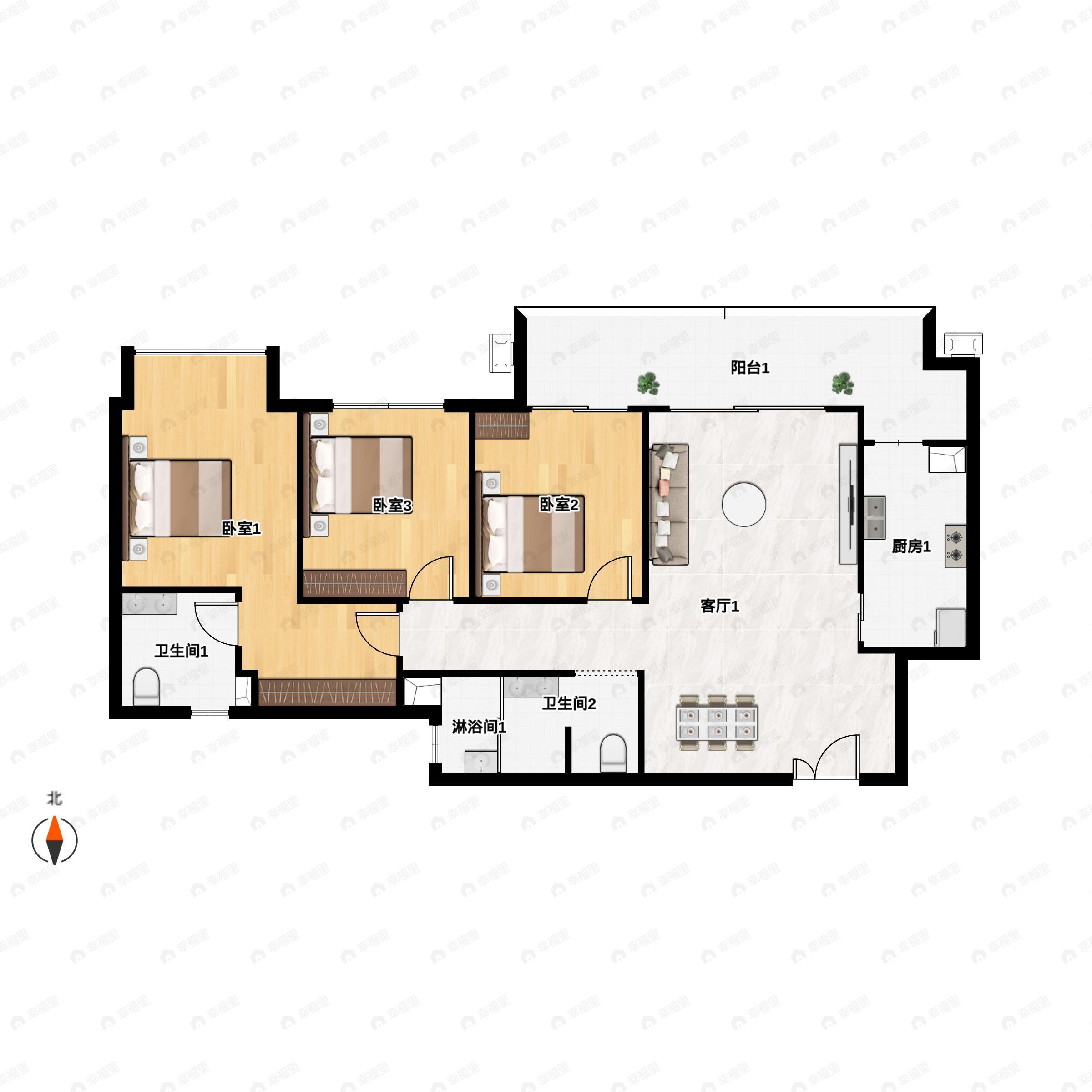 中交金科辰光3室2厅2卫户型图