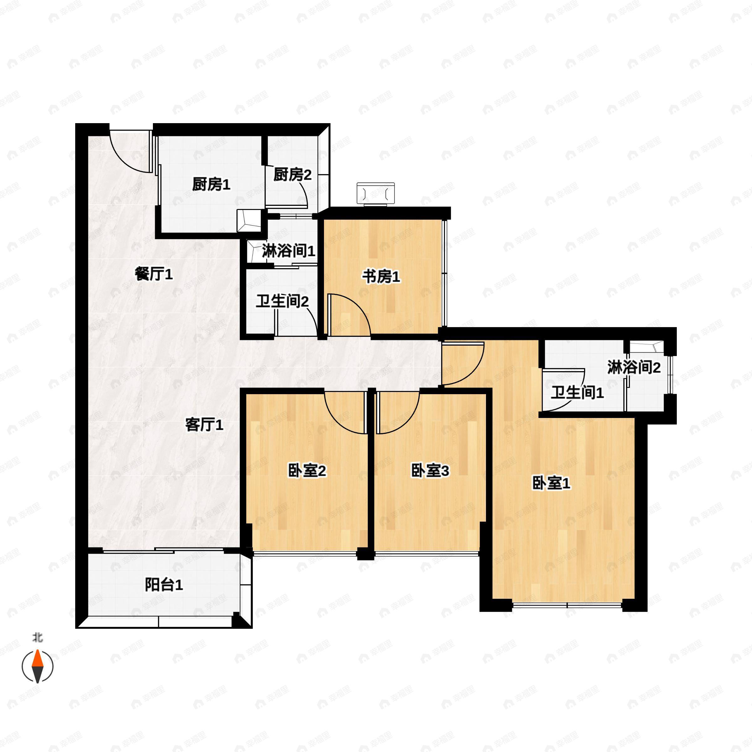 4室2厅2卫建面111平户型图