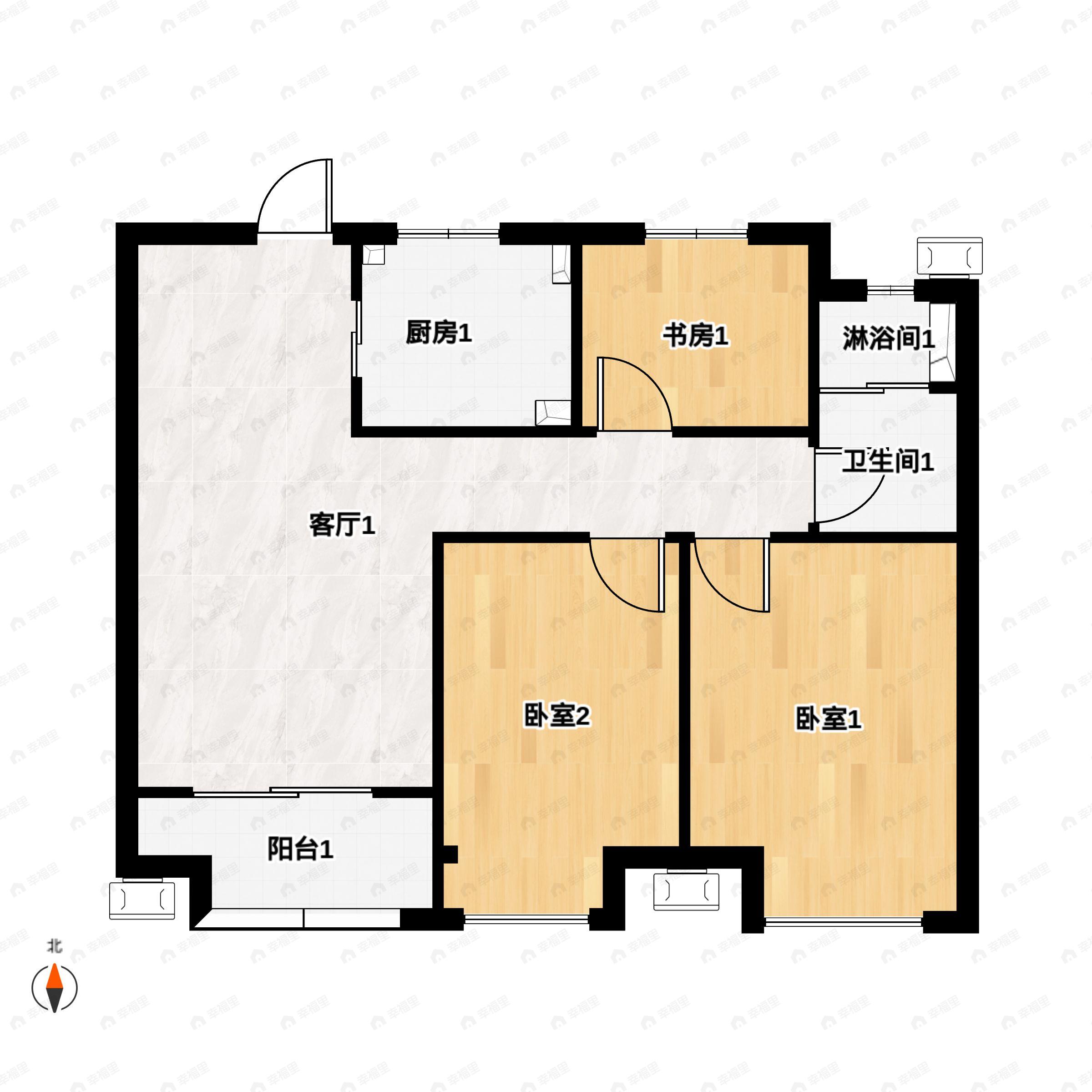 3室2厅1卫建面93平户型图