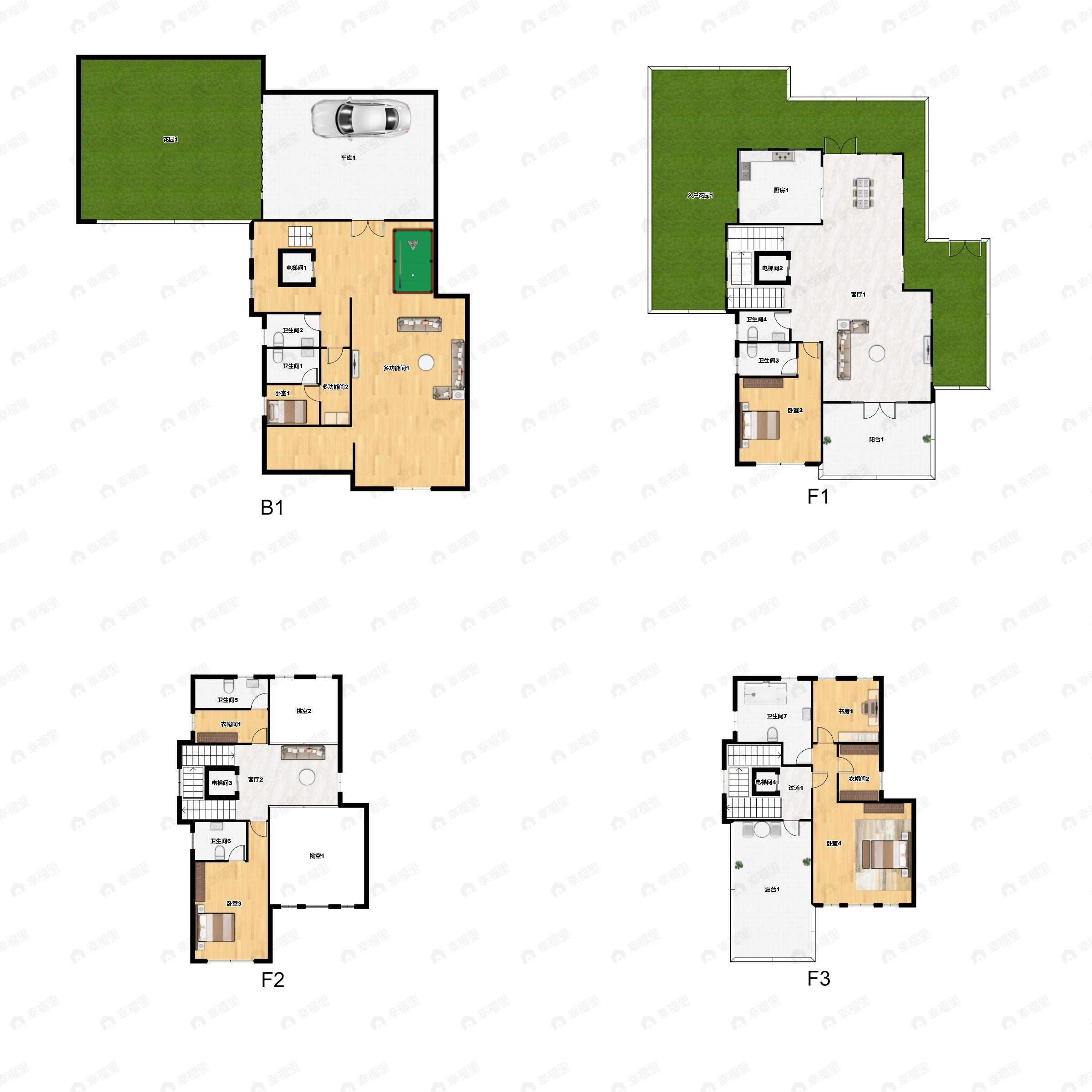 6室5厅6卫建面350平户型图