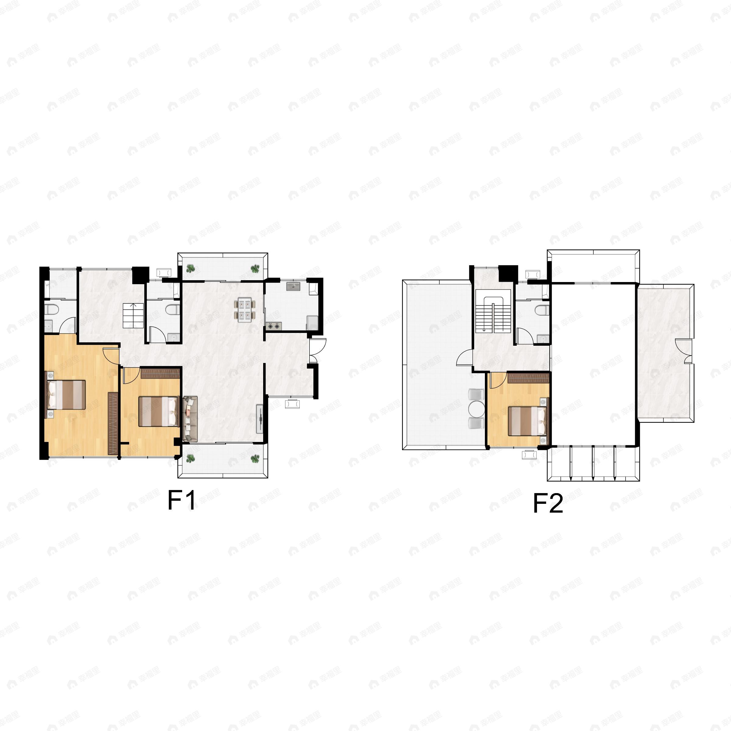 3室2厅3卫建面155平南|北户型图