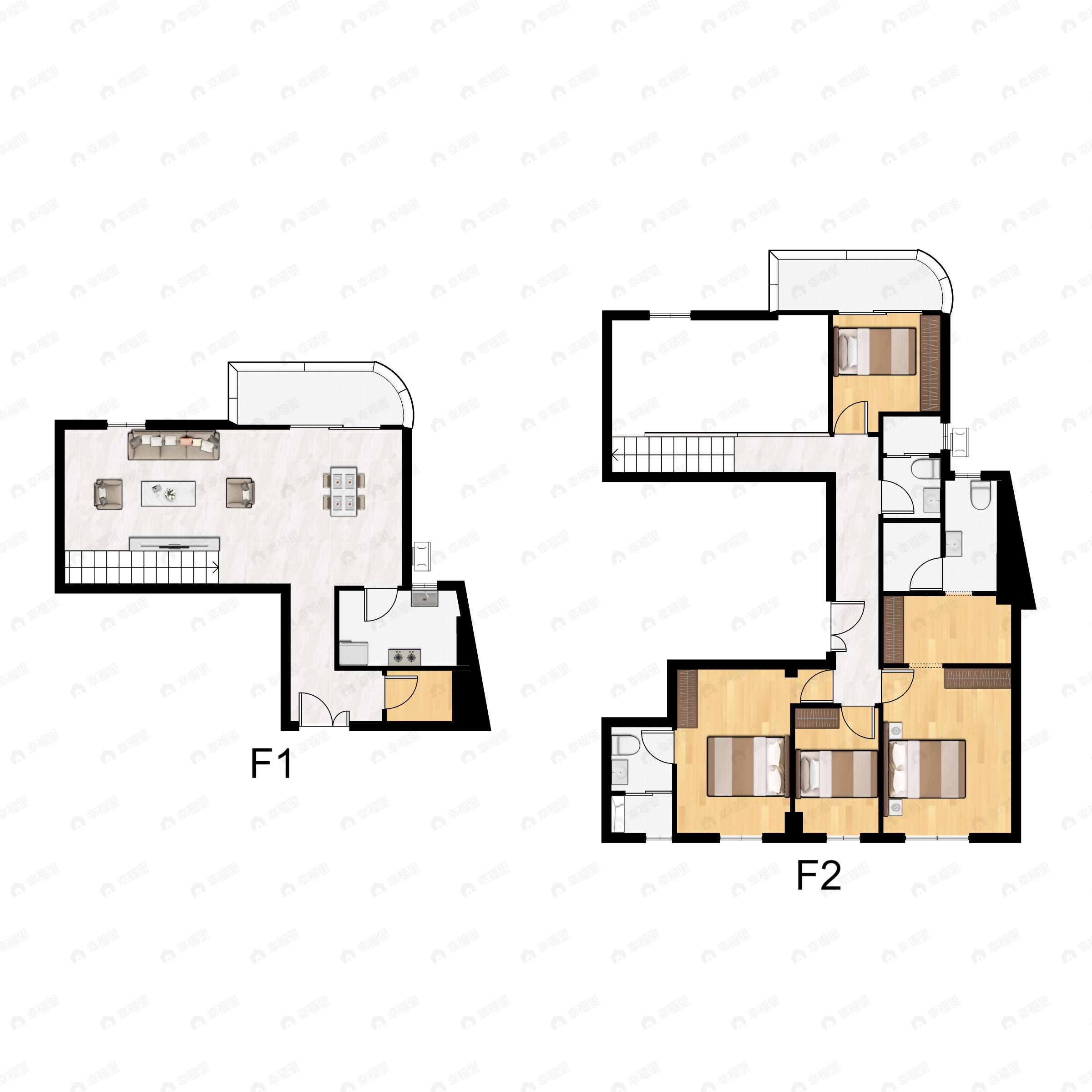4室2厅3卫建面236平西北|东南|东户型图