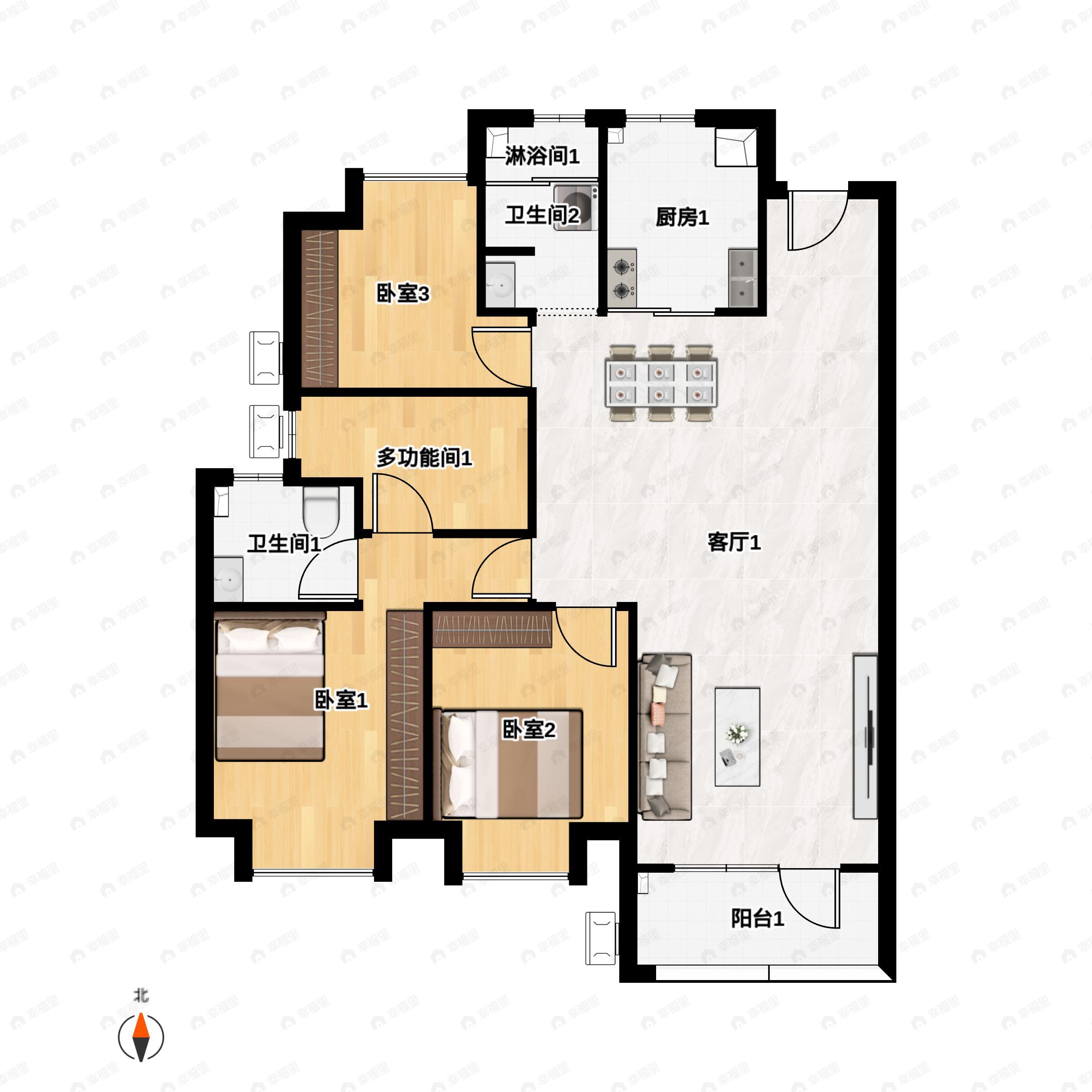 4室2厅2卫建面120平户型图