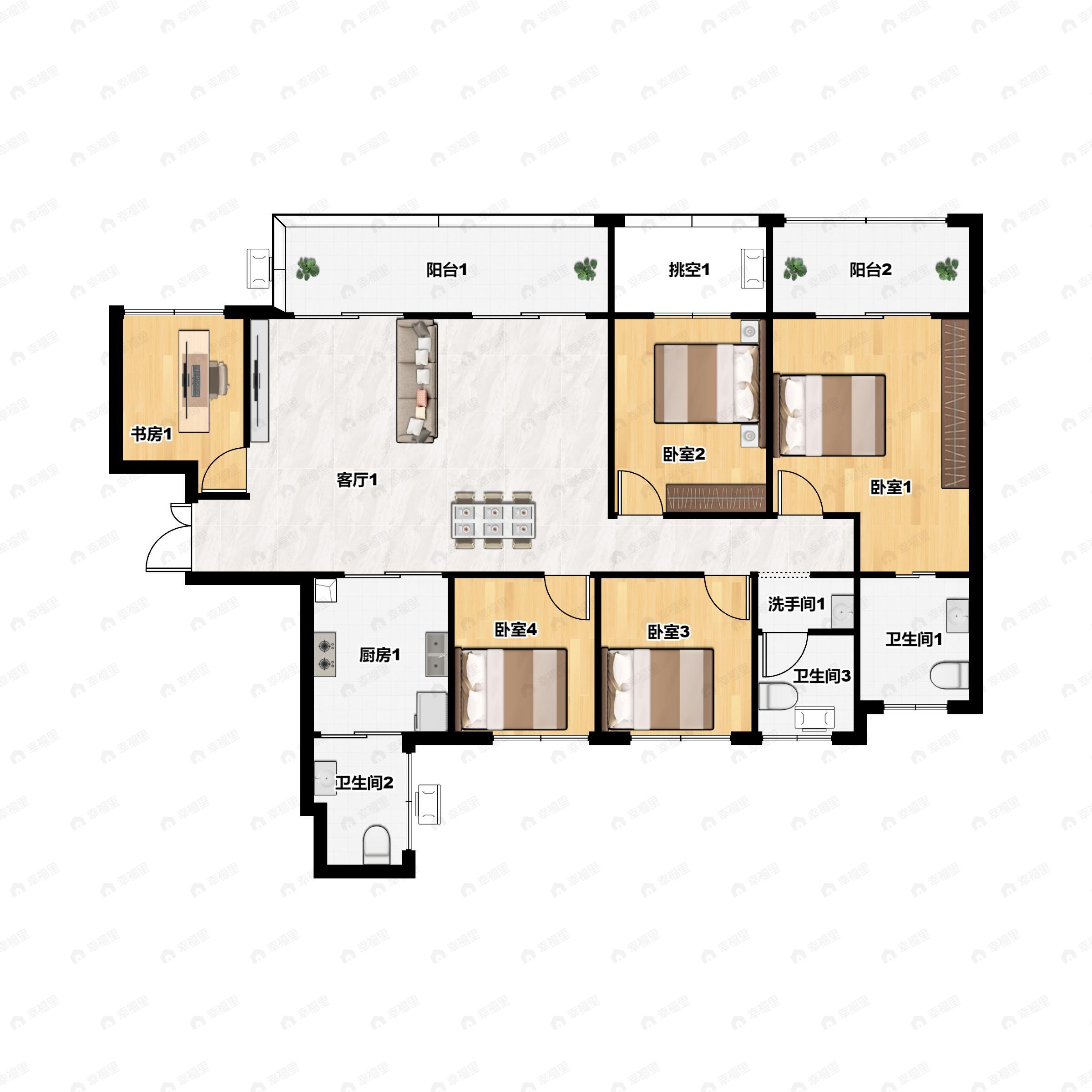 公园世家5室2厅3卫户型图