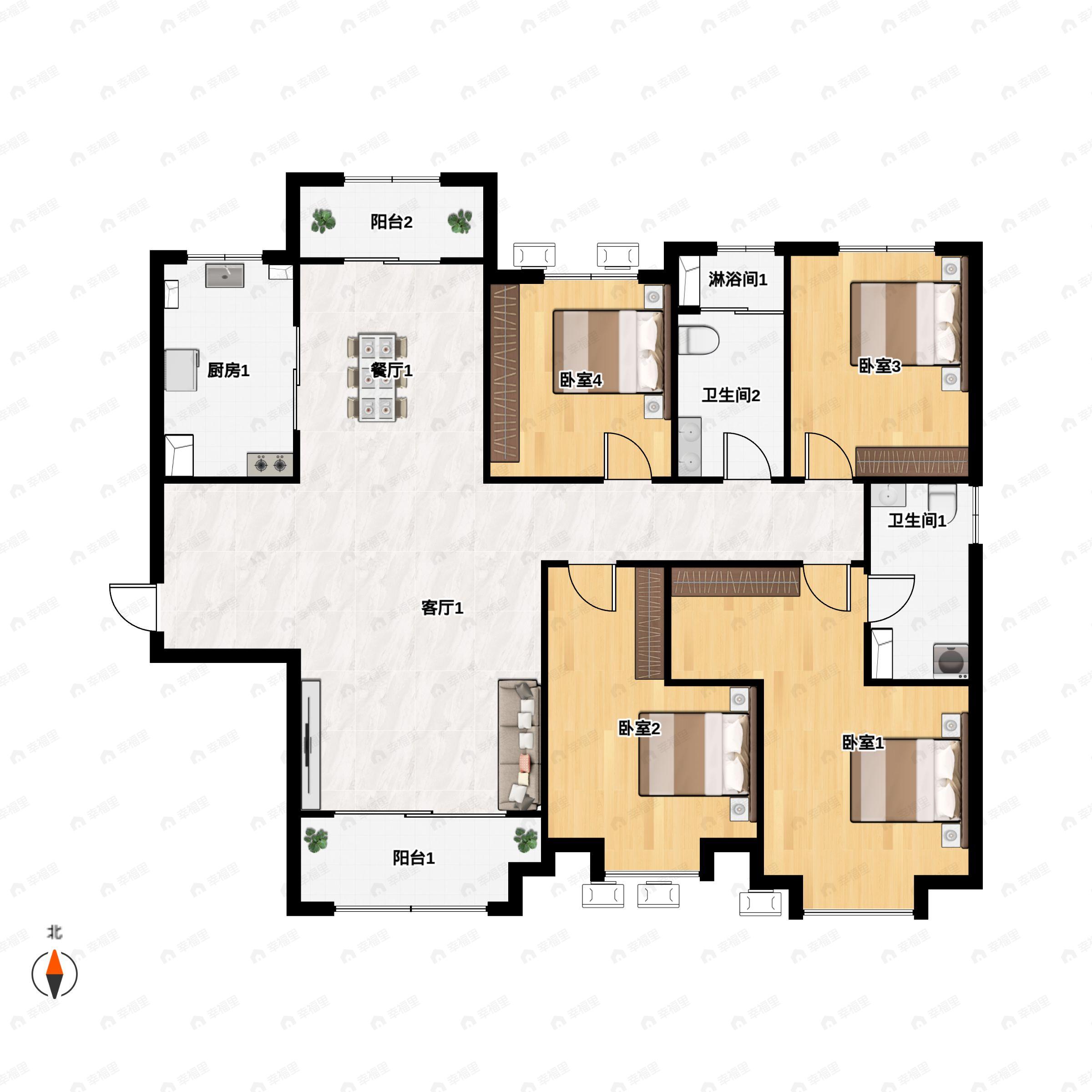 华润置地誉澜山4室2厅2卫户型图