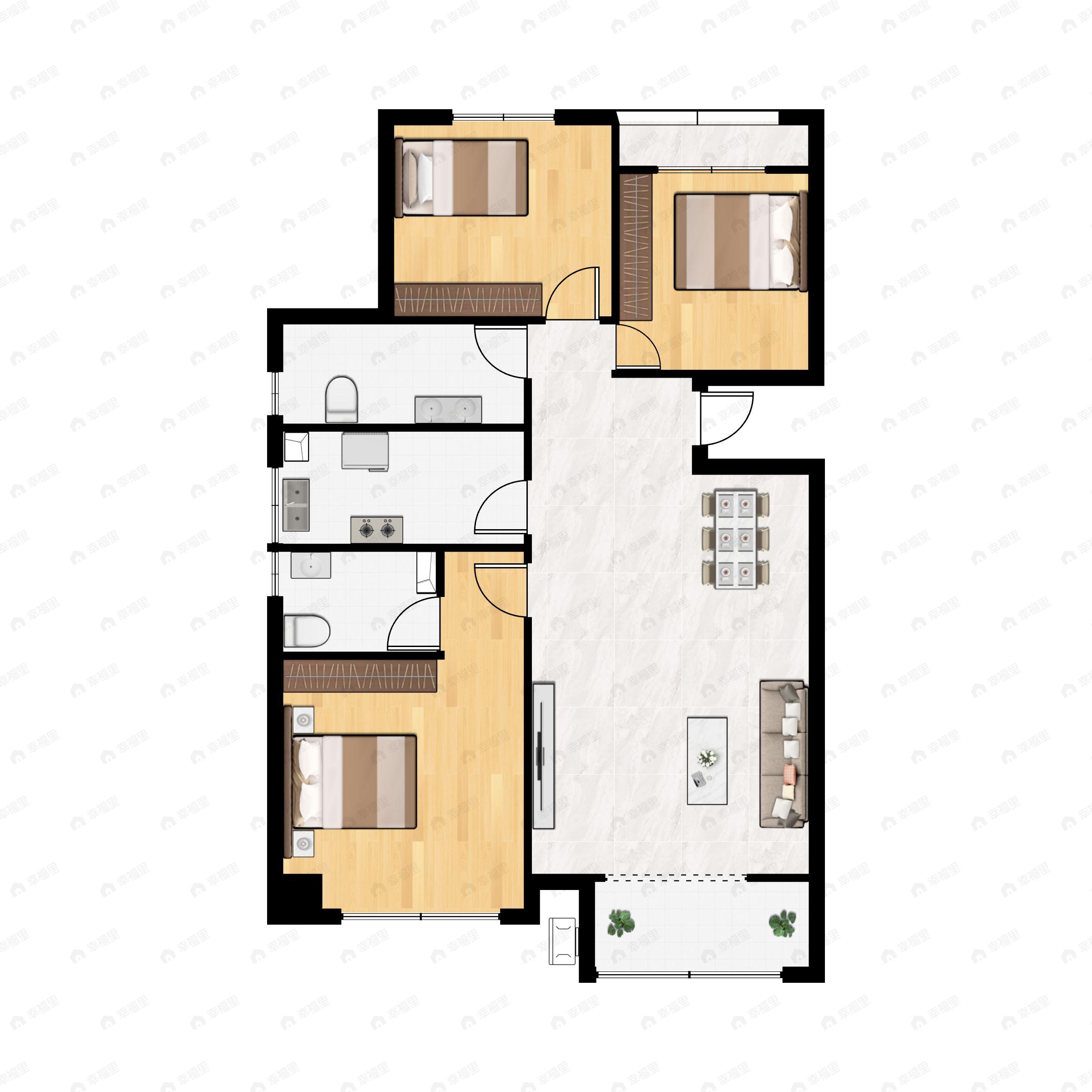 3室2厅2卫建面116平户型图