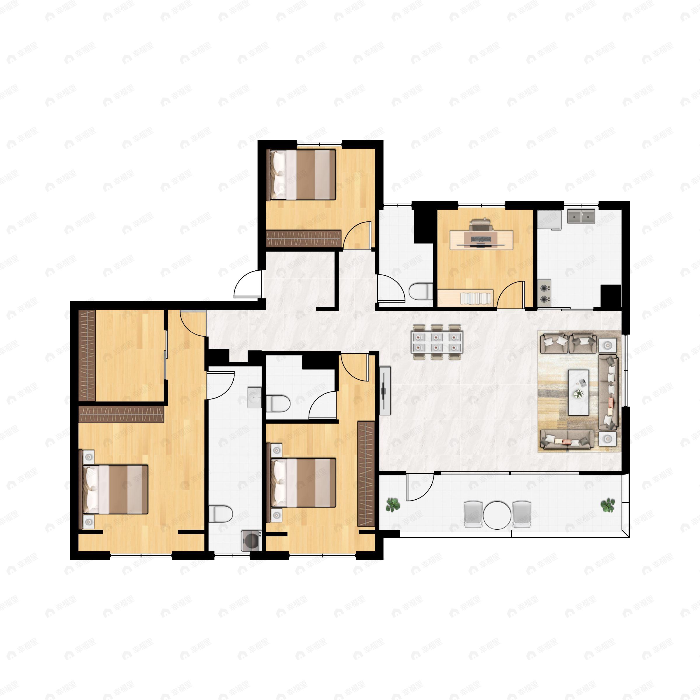 4室2厅3卫建面189平户型图