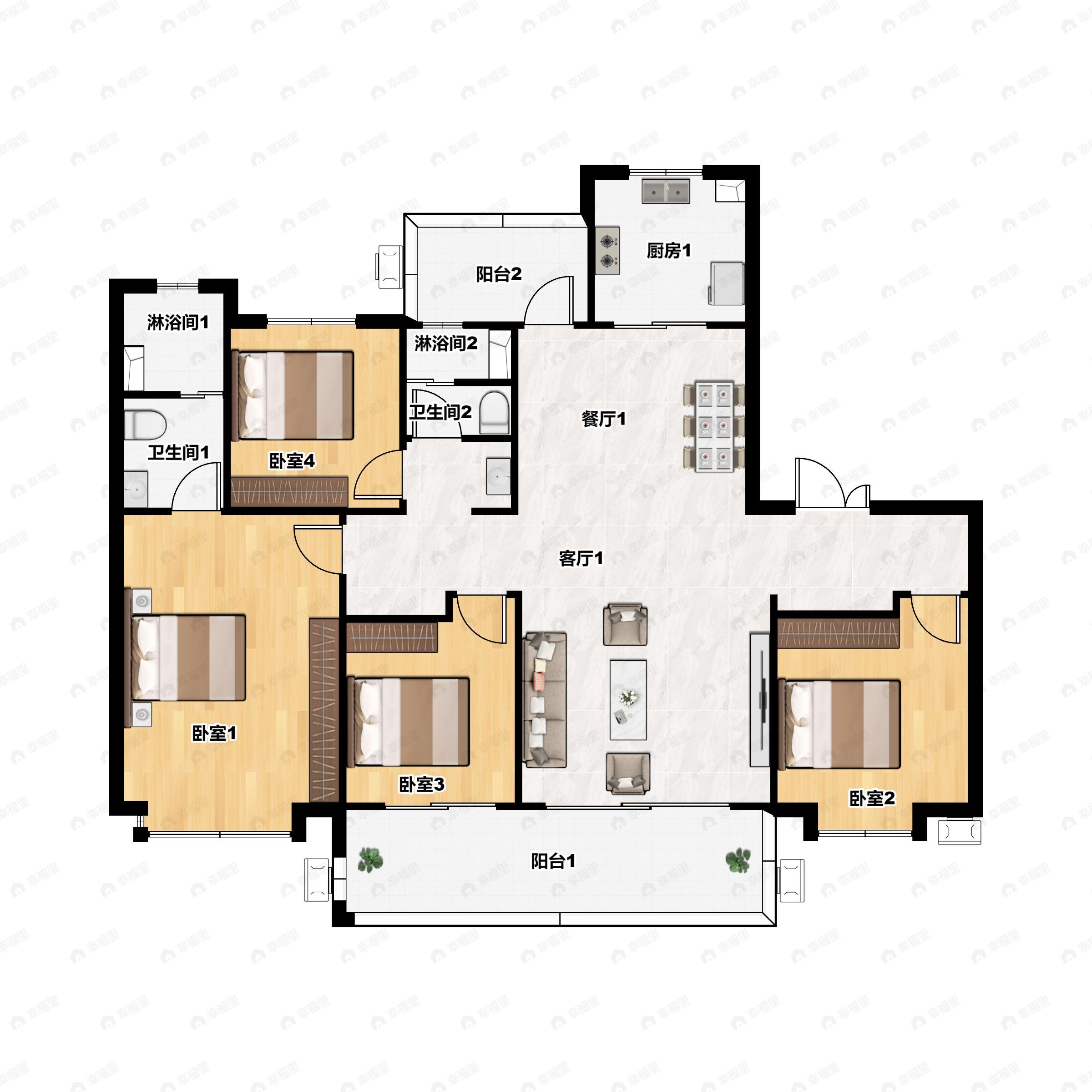 深业健康城4室2厅2卫户型图
